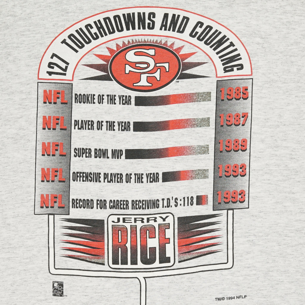1994 Jerry Rice SF 49ers NFL stats tee XL