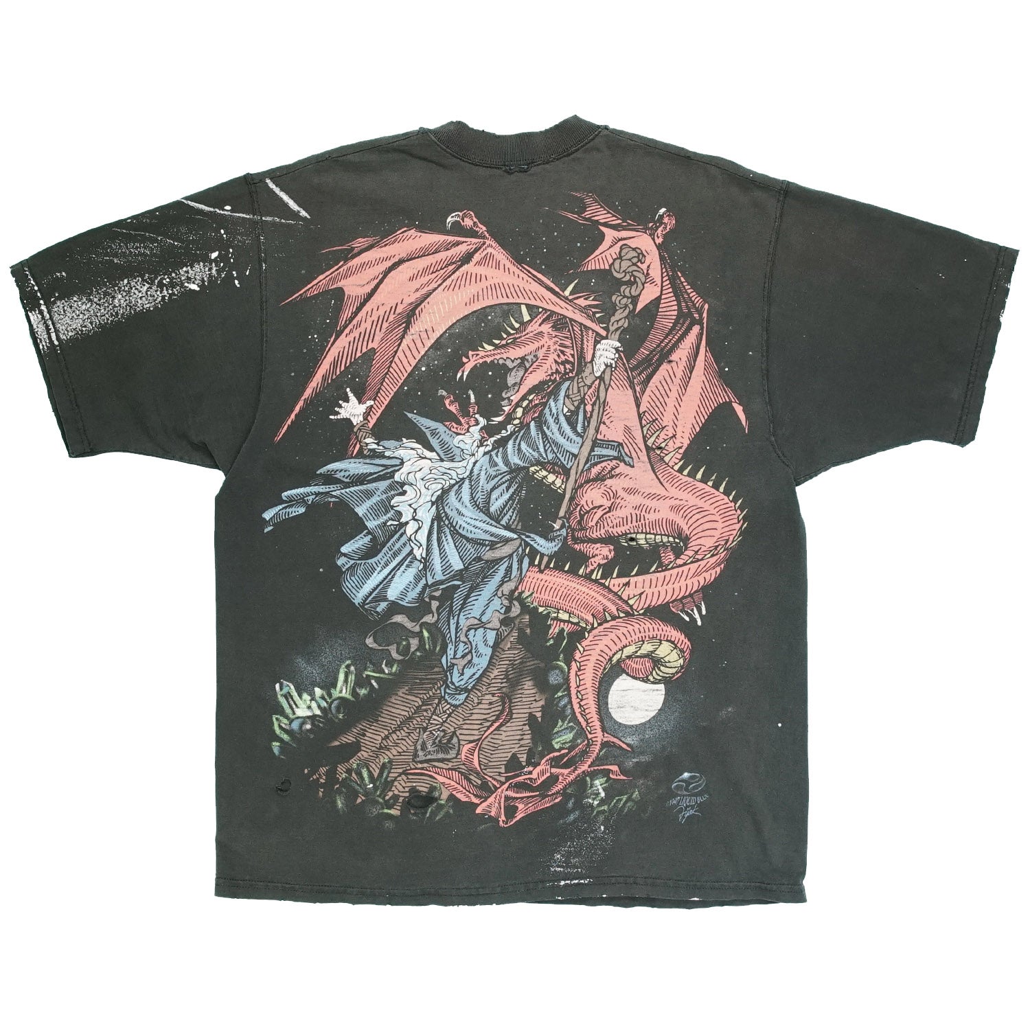 1997 Liquid Blue Wizard & Dragon thrashed tee L/XL