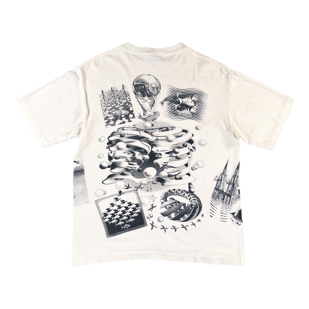 1991 M.C. Escher all over print art tee L