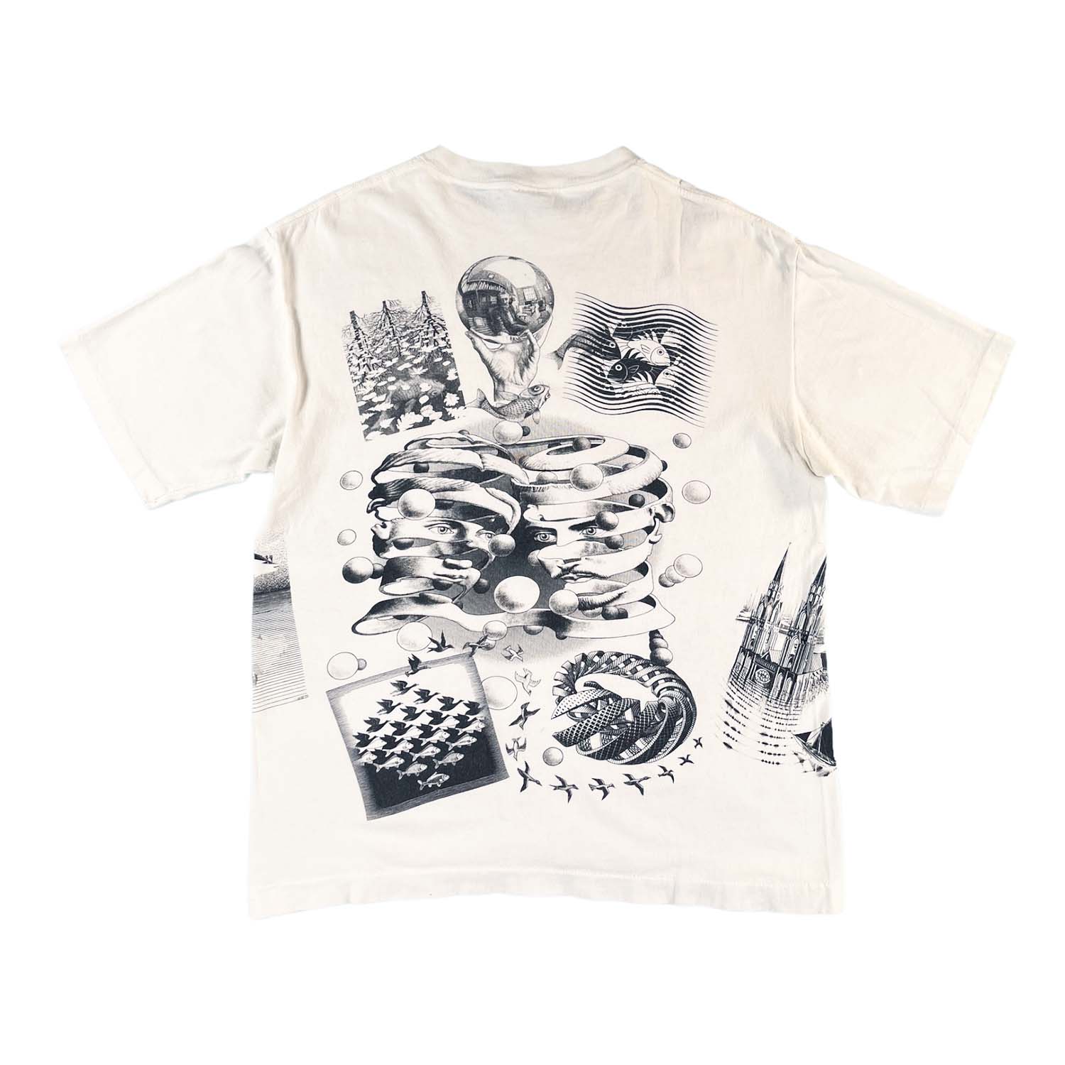 1991 M.C. Escher all over print art tee L