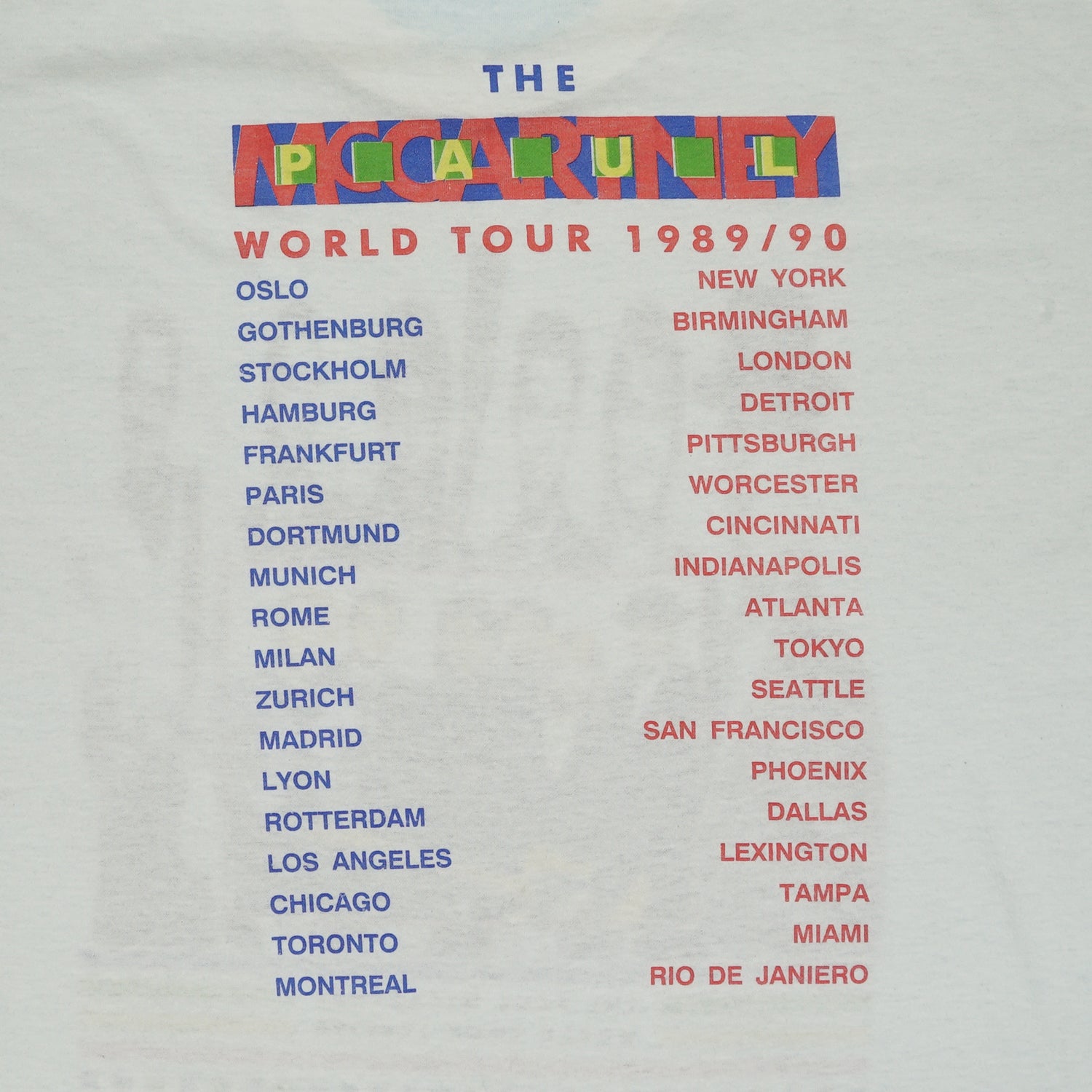 1989/90 Paul McCartney world tour tee M/L
