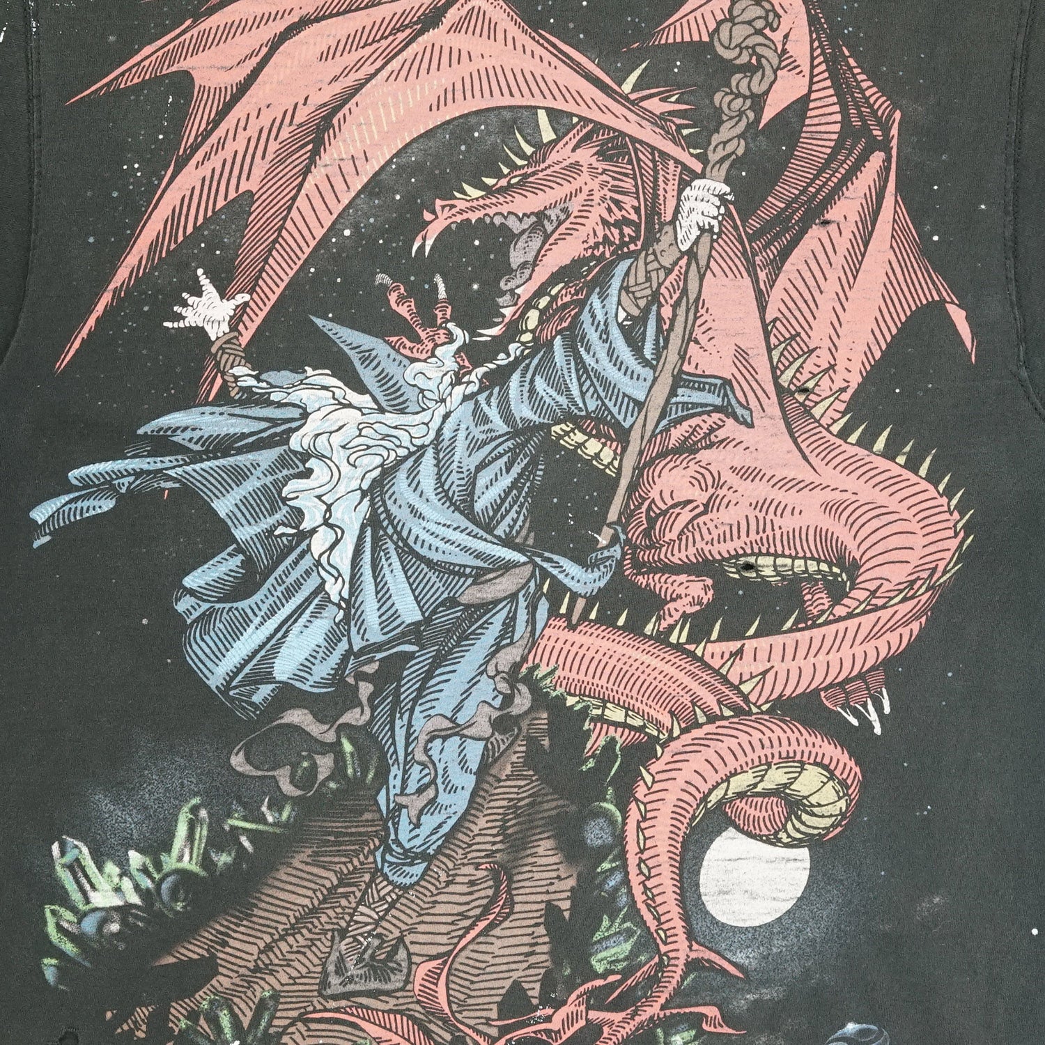 1997 Liquid Blue Wizard & Dragon thrashed tee L/XL