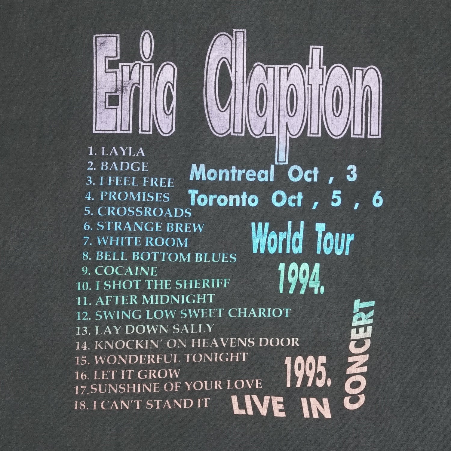 1994/95 Eric Clapton parking lot bootleg tour tee XL