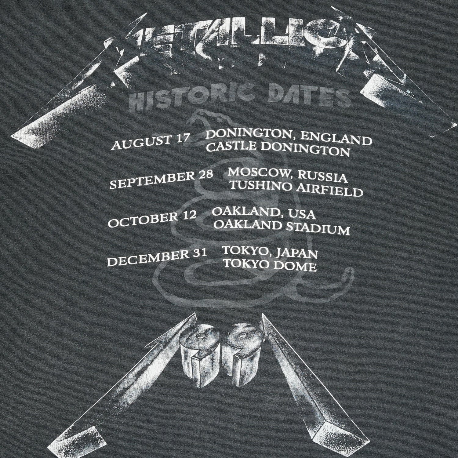 1991 Metallica Historic Dates tour tee L