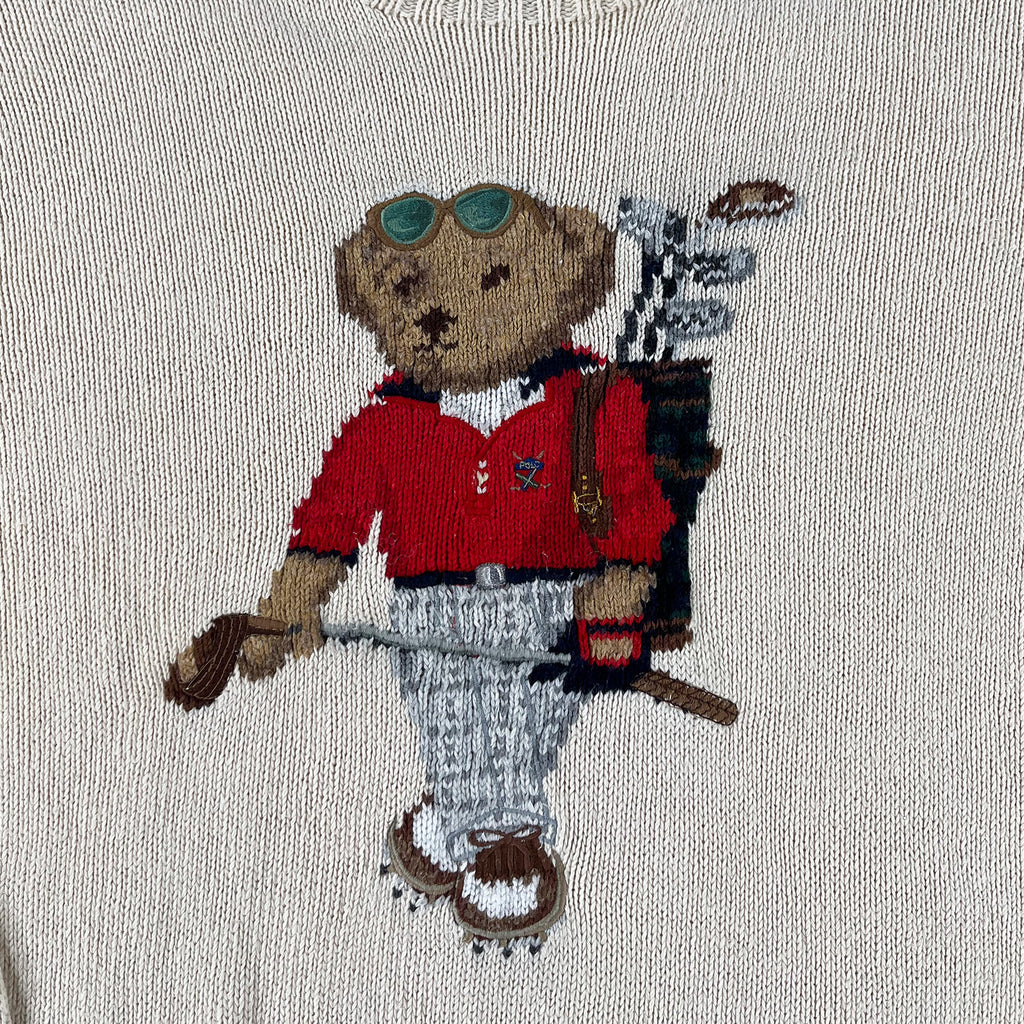 Vintage Polo Sport golf bear knit M