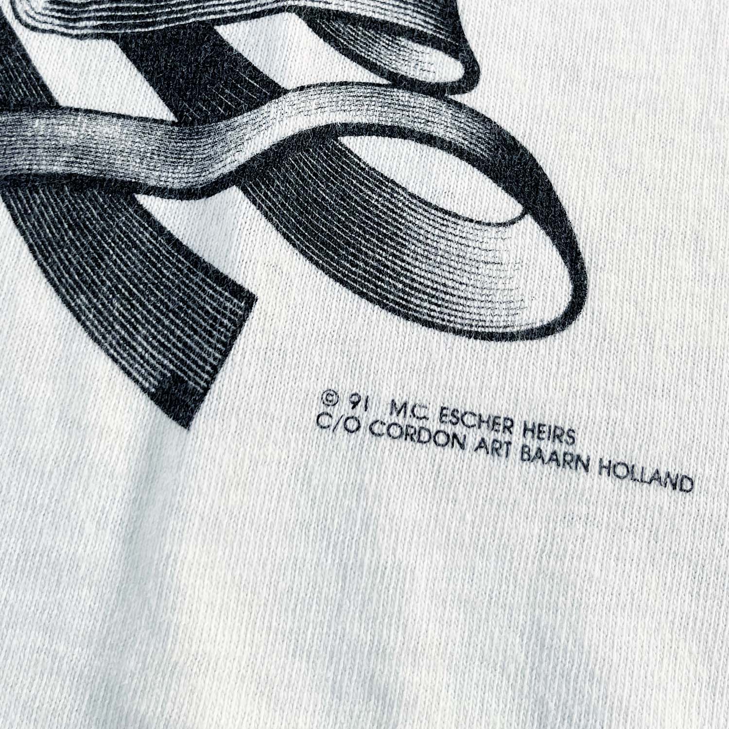 1991 M.C. Escher all over print art tee L