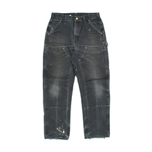 Load image into Gallery viewer, Faded Carhartt double knee denim black 32&quot; x 31.5&quot;
