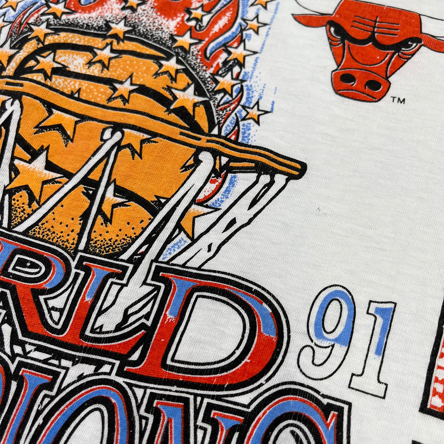 1991 NBA Champs Chicago Bulls logo 7 tee M
