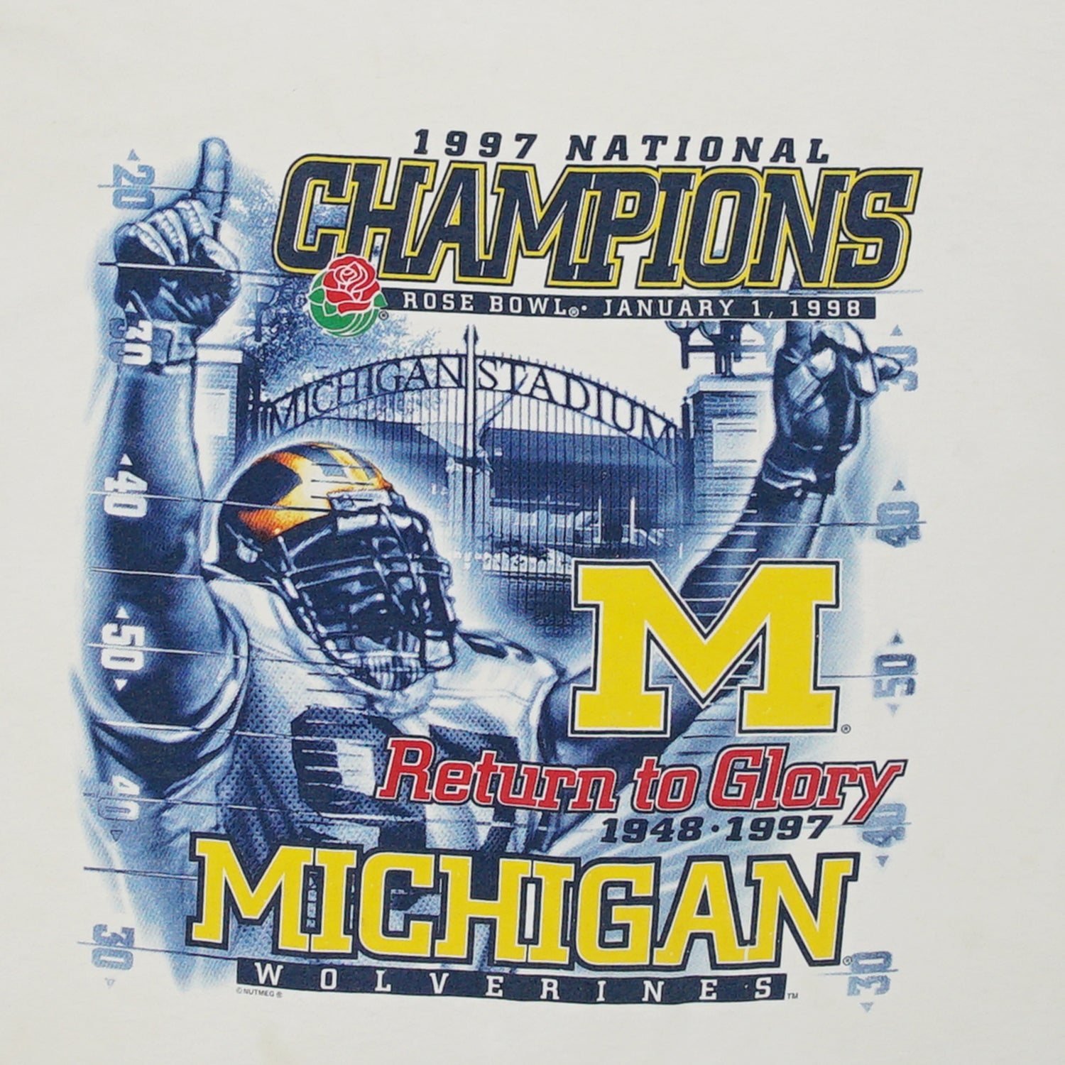 1997 Michigan Wolverines National Champs football tee L