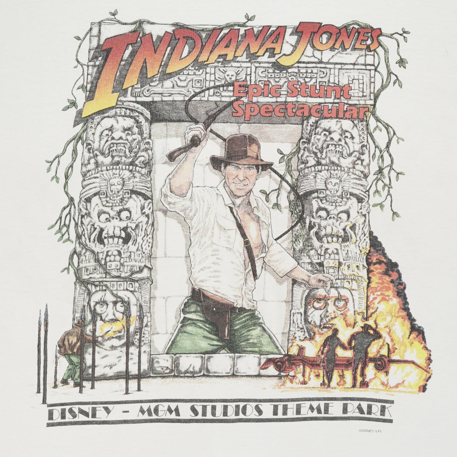 '90s Indiana Jones Epic Stunt Spectacular theme park tee XL