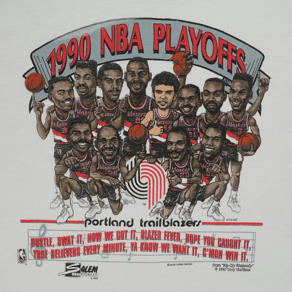 1990 Portland Blazers "Rip City Rhapsody" Salem bobblehead tee L