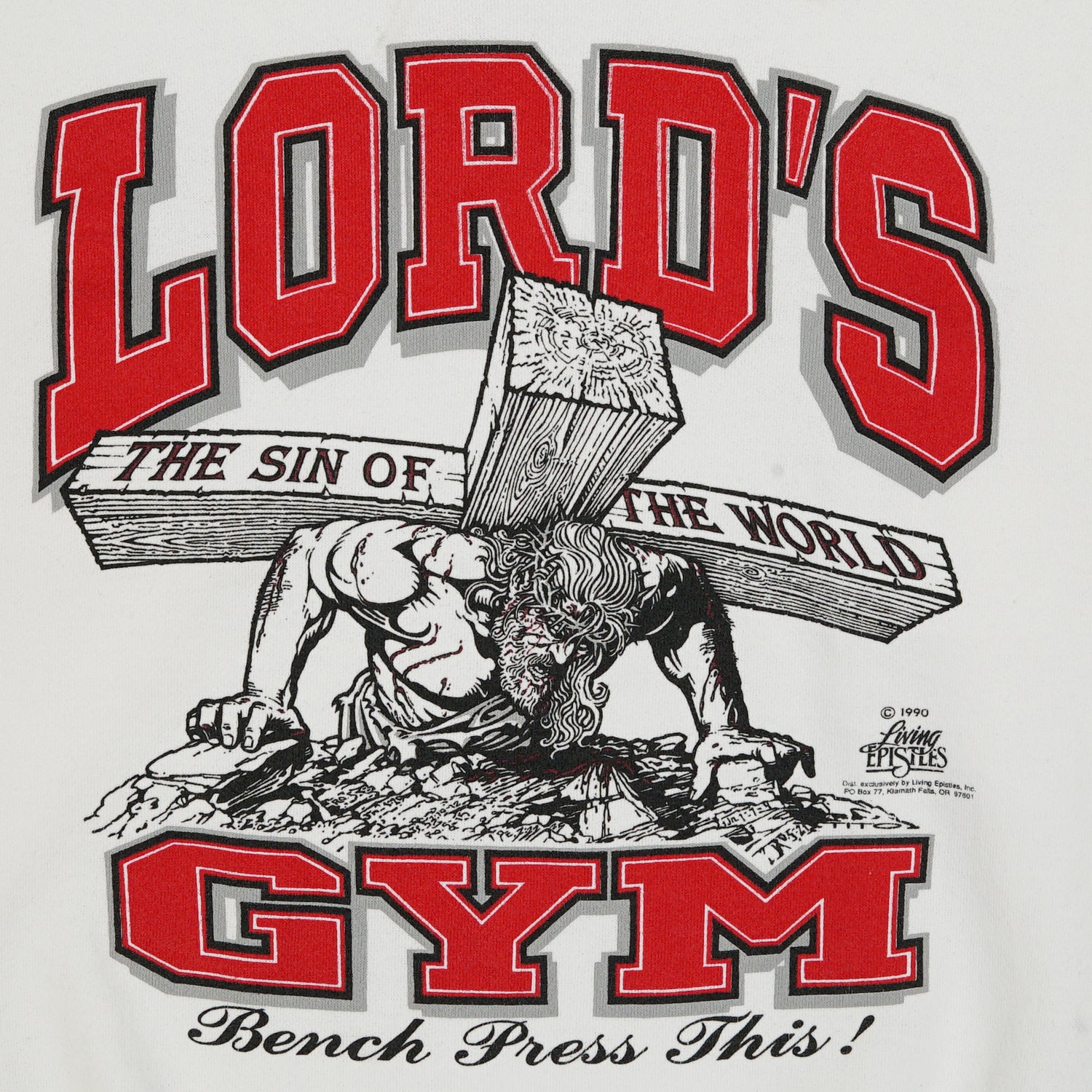 1990 Lord's Gym Jesus "His Pain Your Gain" crewneck M