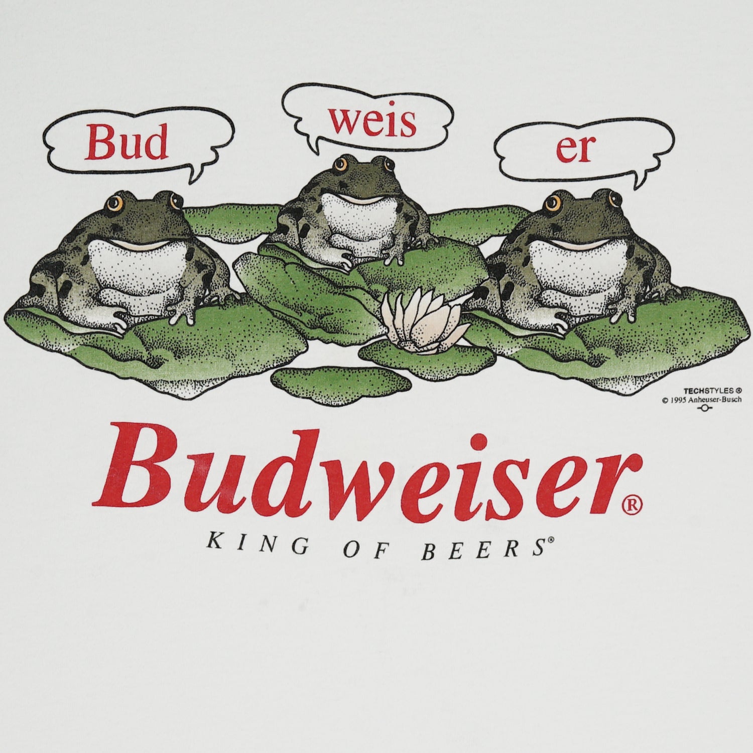 1995 Budweiser frogs graphic tee XL