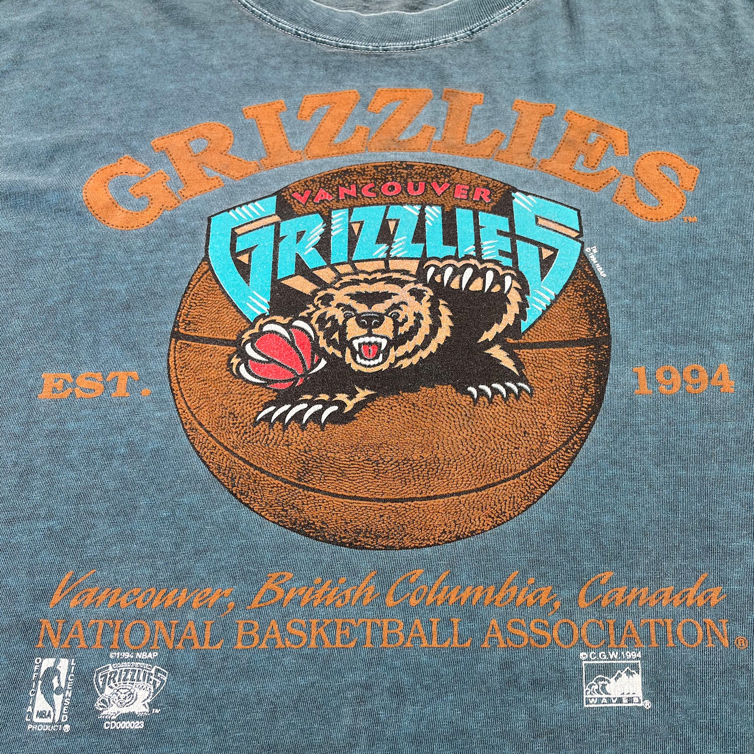 1994 Vancouver Grizzlies Waves tee XL