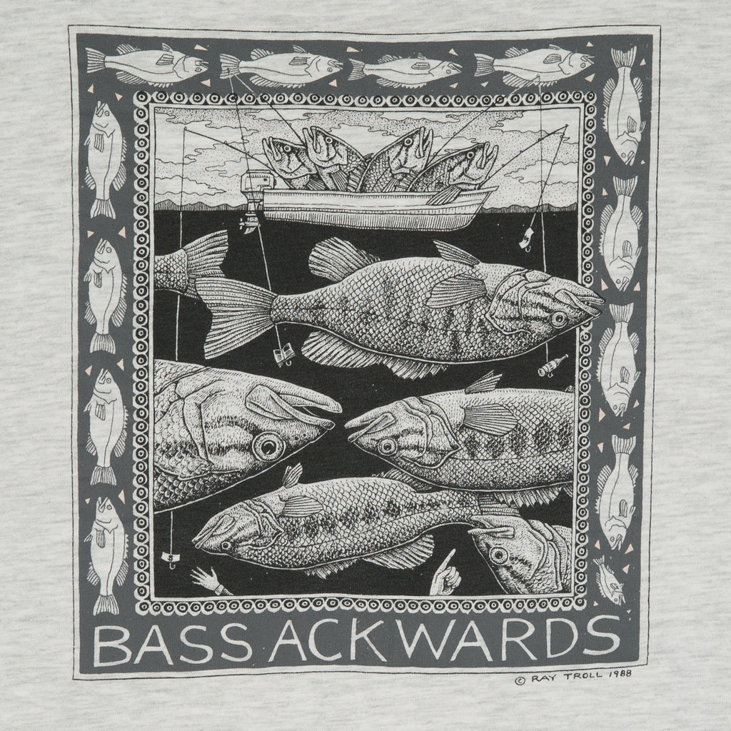1988 Ray Troll 'Bass Ackwards' tee XL