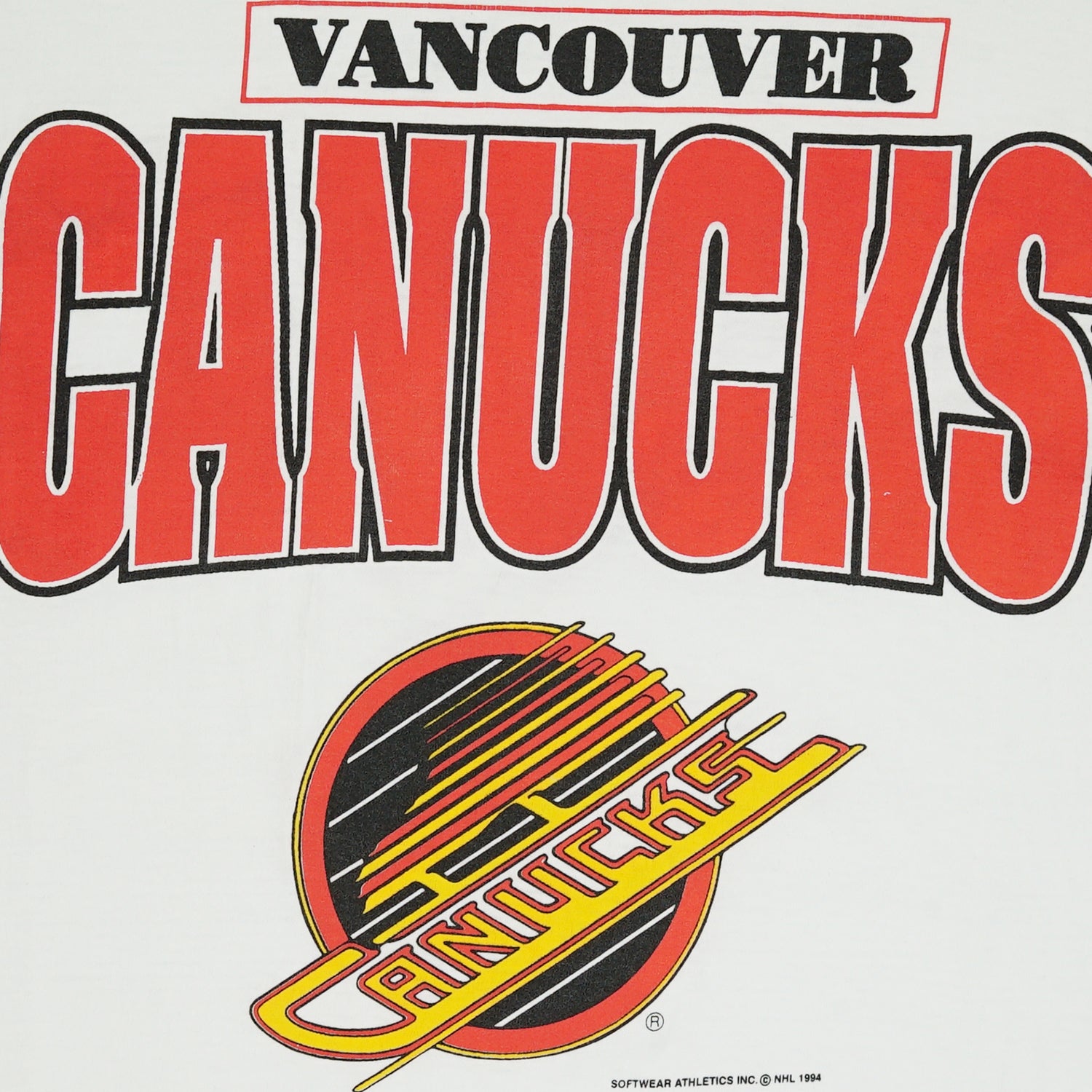 1994 Vancouver Canucks big logo tee L
