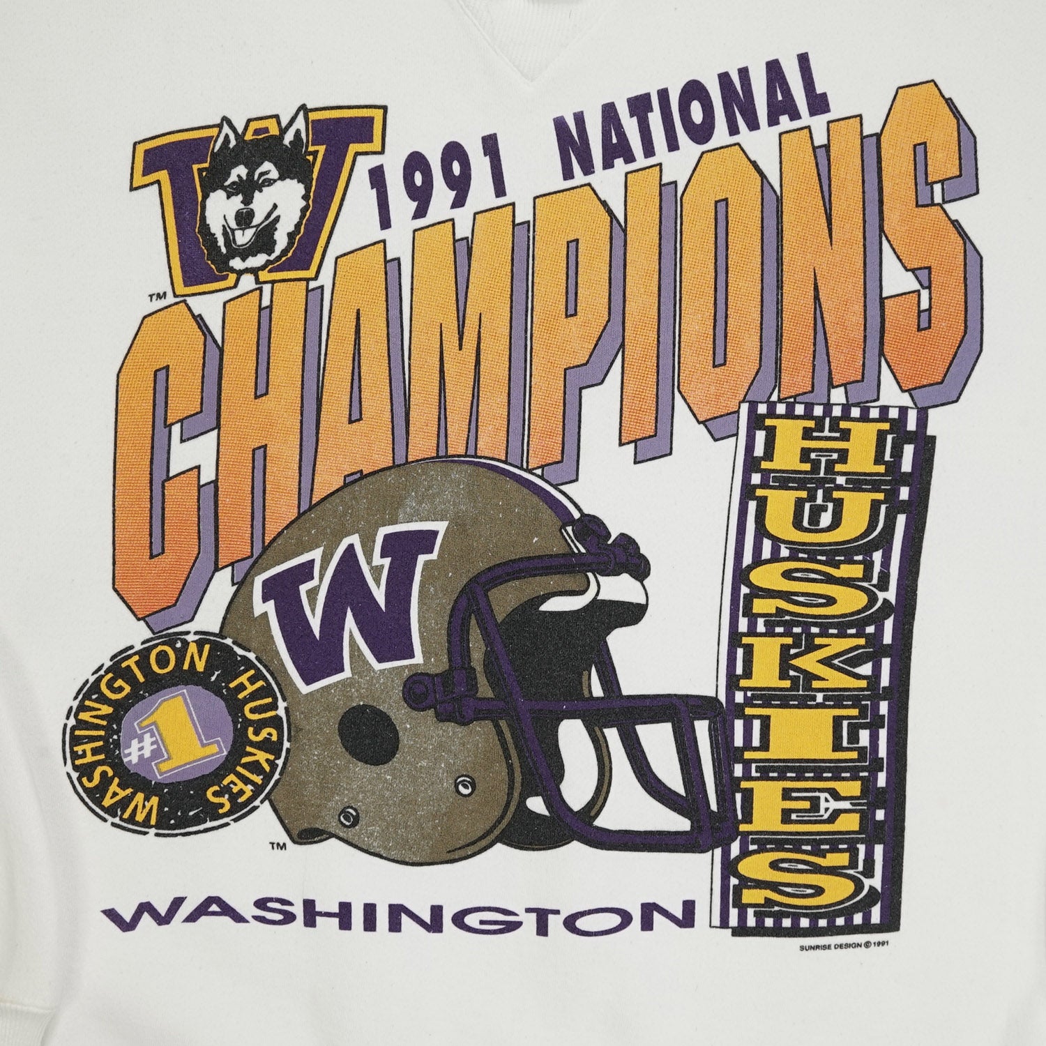 1991 National Champions Washington Huskies crewneck L