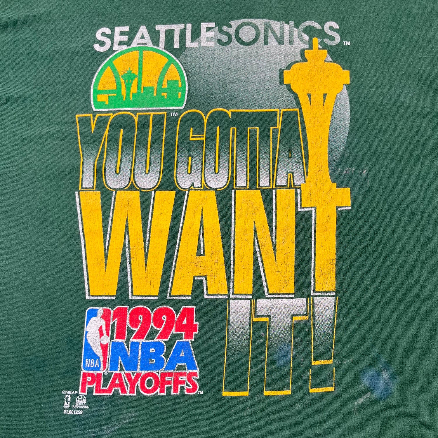 1994 NBA Playoffs Seattle Supersonics tee XL