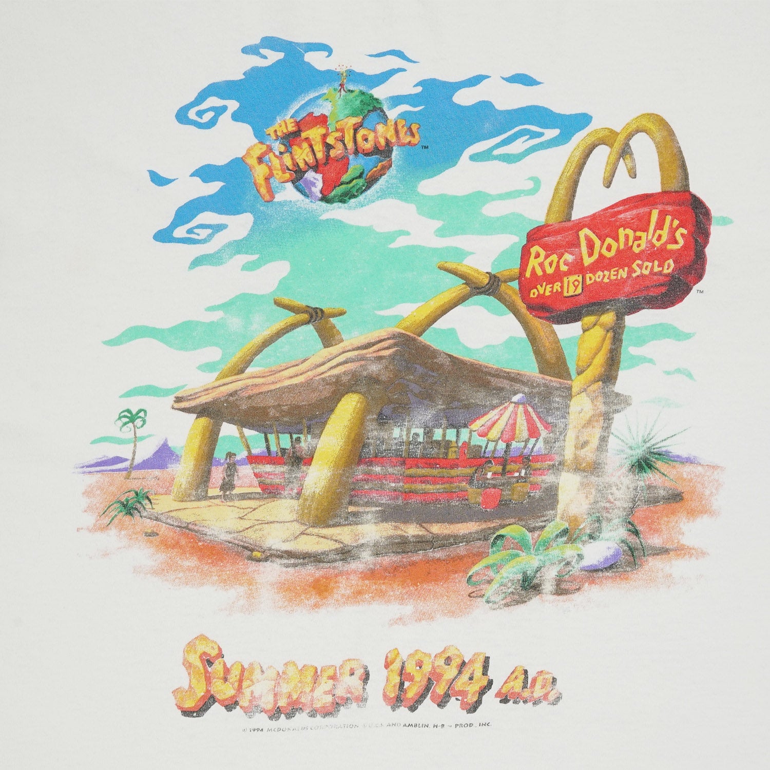 1994 Flintstones Roc Donald's faded tee XL
