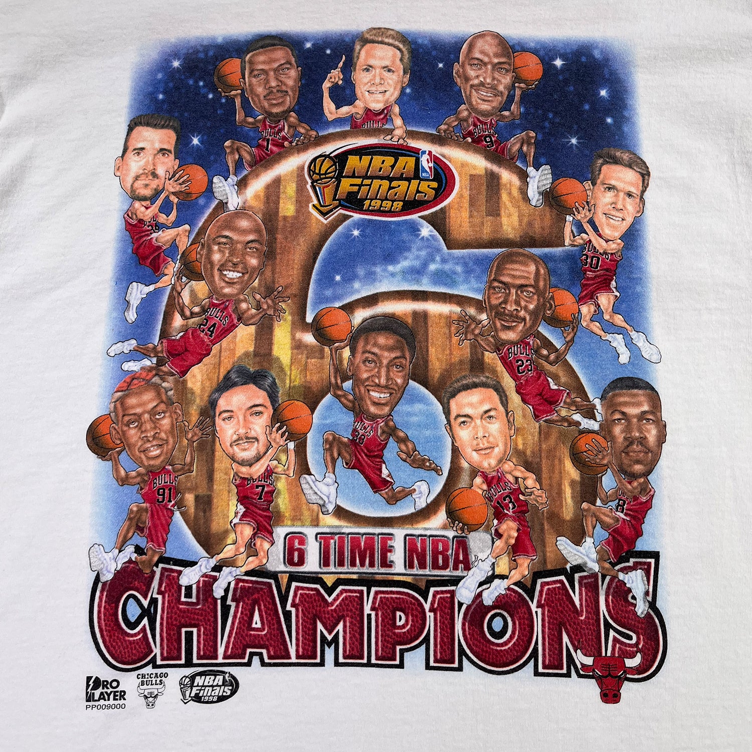 1998 Chicago Bulls 6-Time Champs NBA Finals tee L