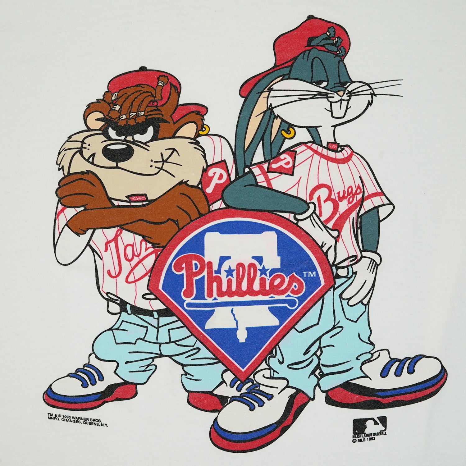 1993 Phillies Looney Tunes Taz & Bugs tee XL
