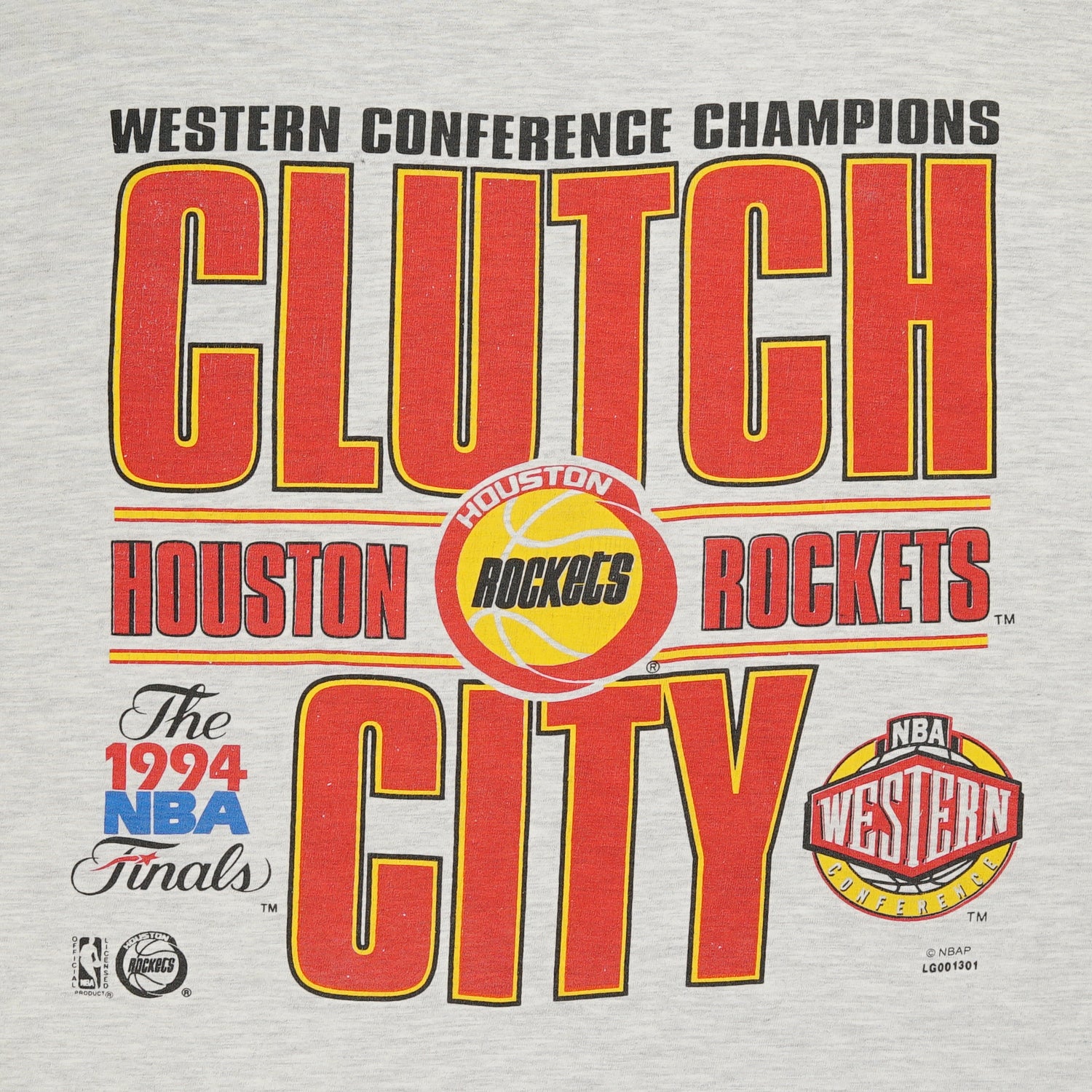 1994 NBA Finals Houston Rockets Clutch City tee XL