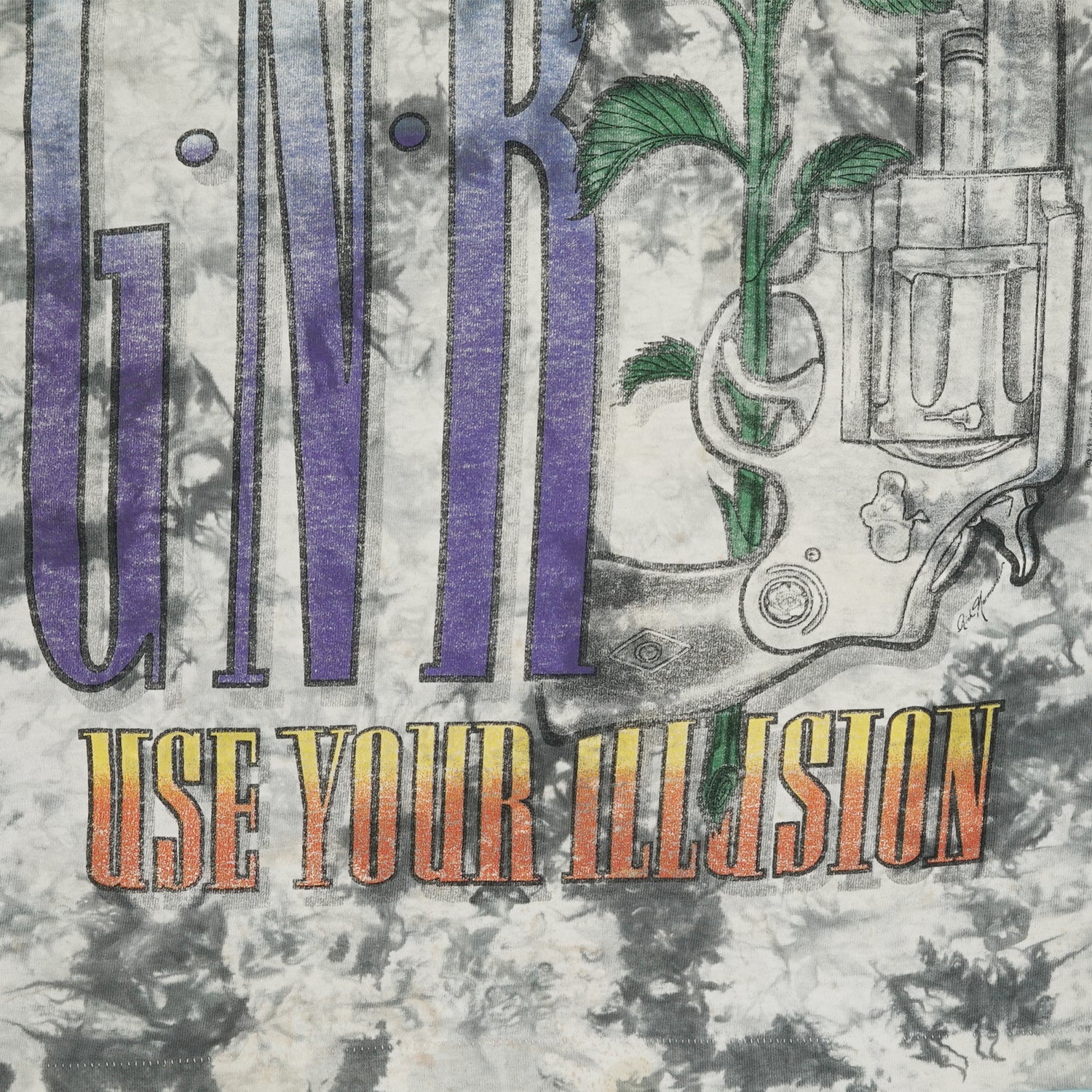 1993 Guns N' Roses 'Use Your Illusion" tie-dye tee L