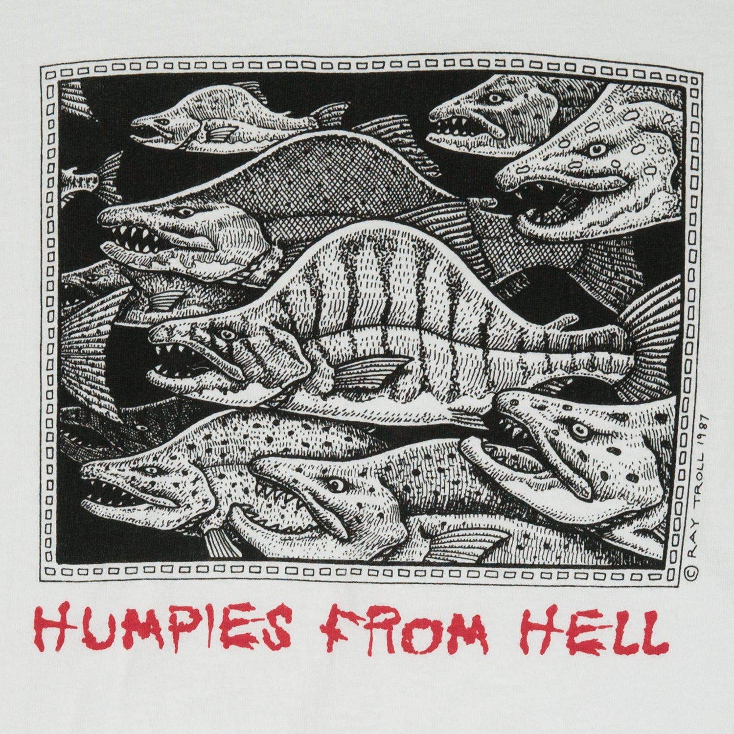 1987 Ray Troll 'Humpies From Hell' tee XL