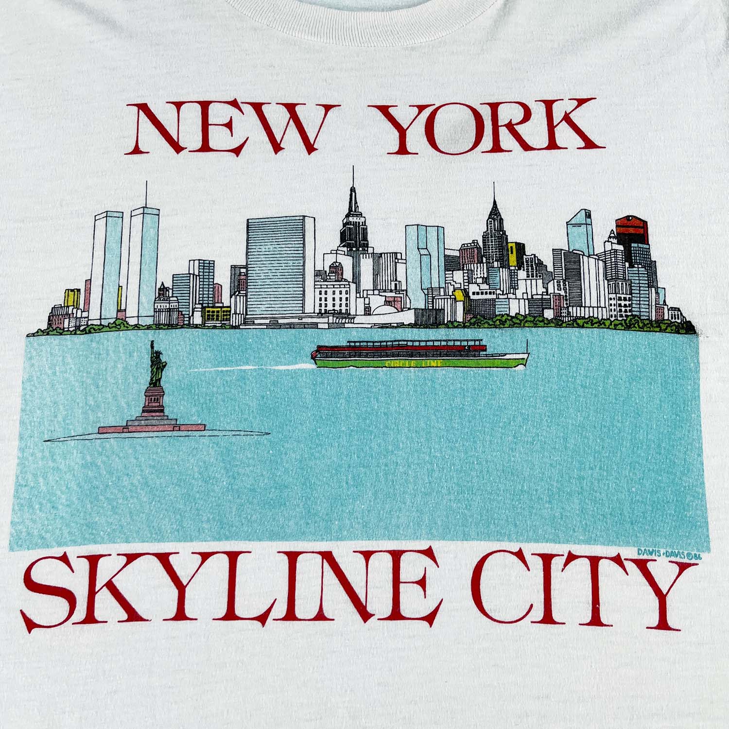 1986 New York Skyline City tee M