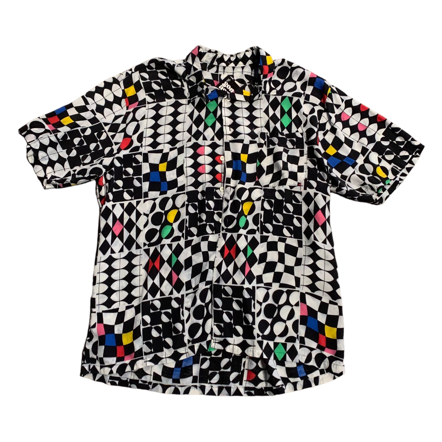 Abstract Print Collared Shirt L