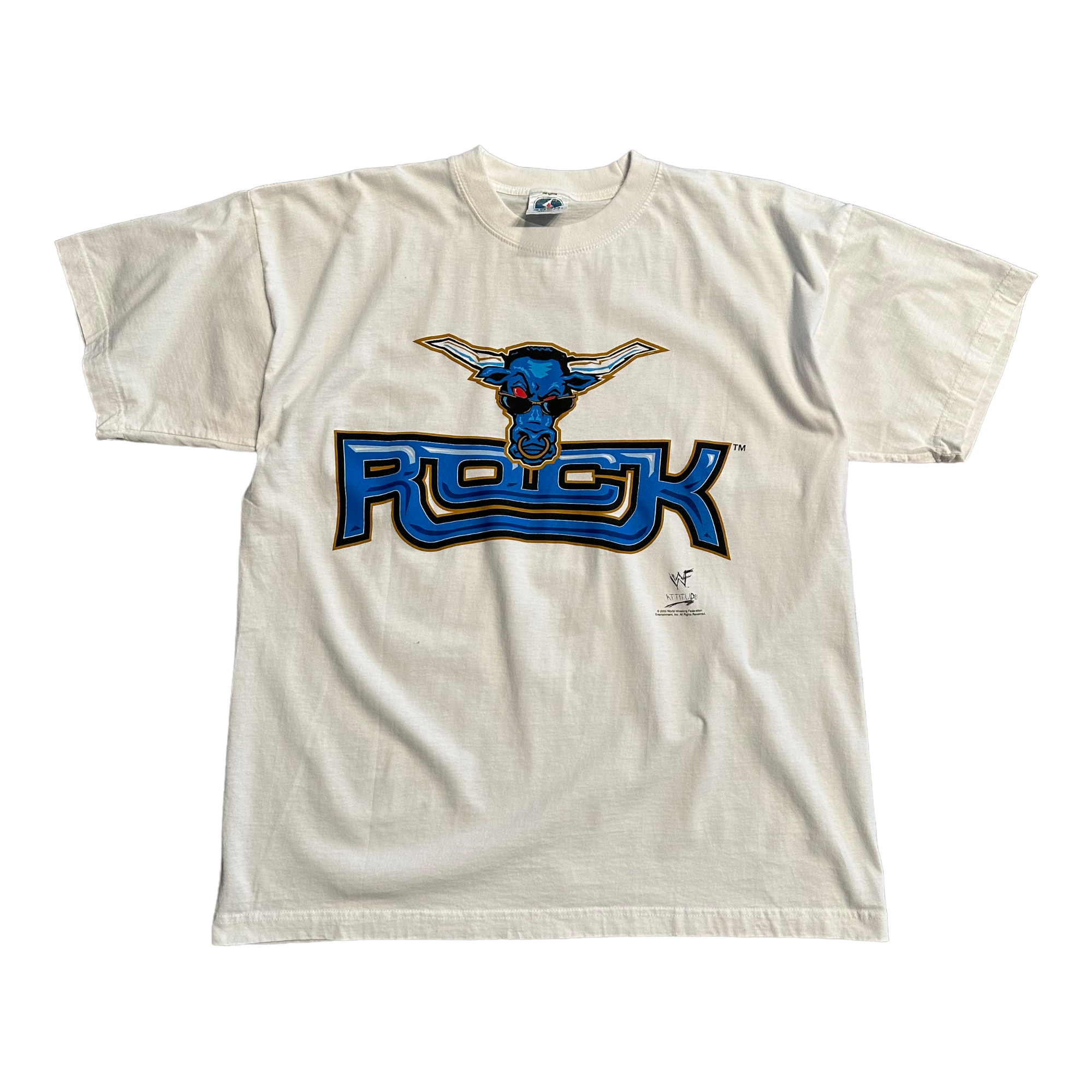 2000 WWF The Rock logo tee L