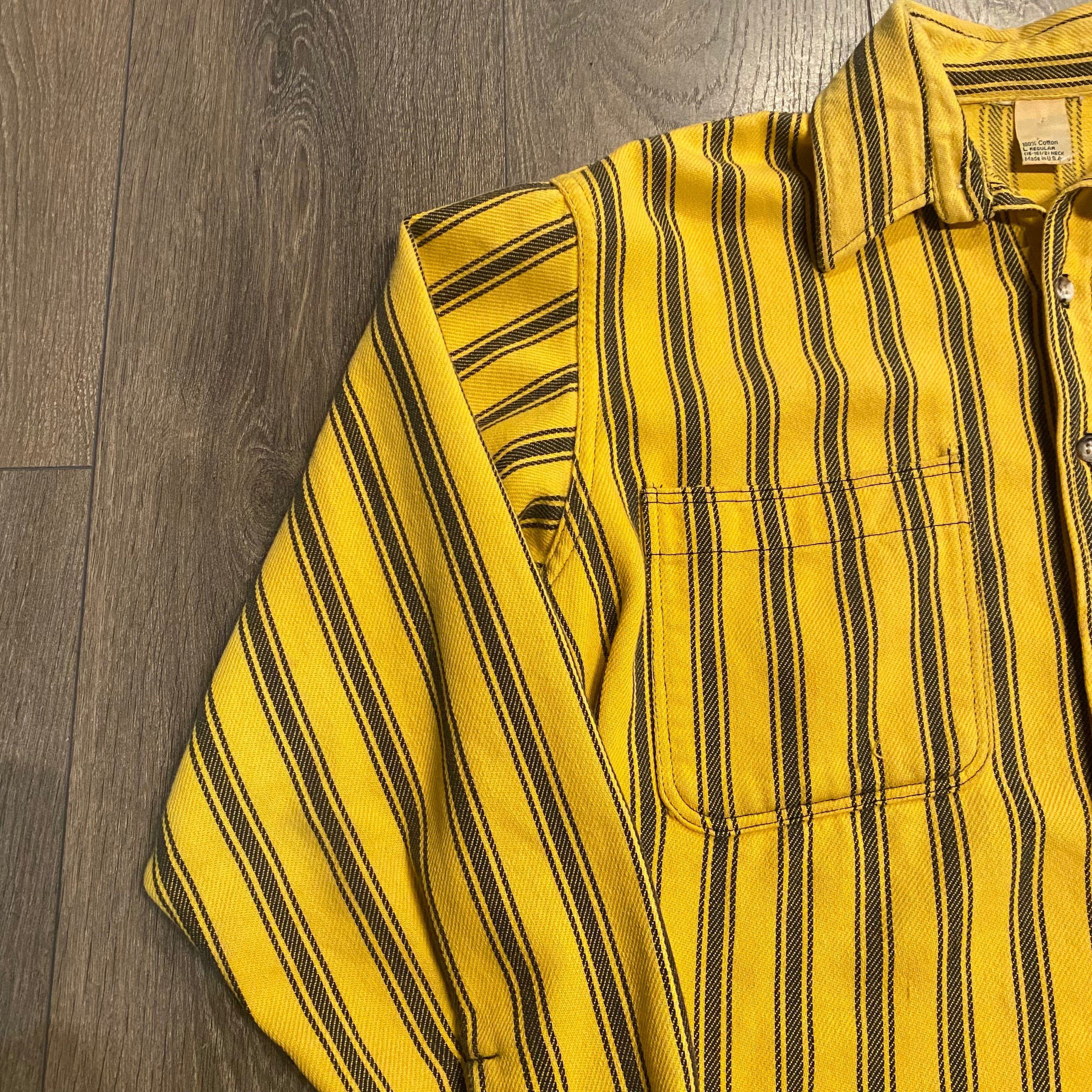 Black & Yellow Striped Overshirt L