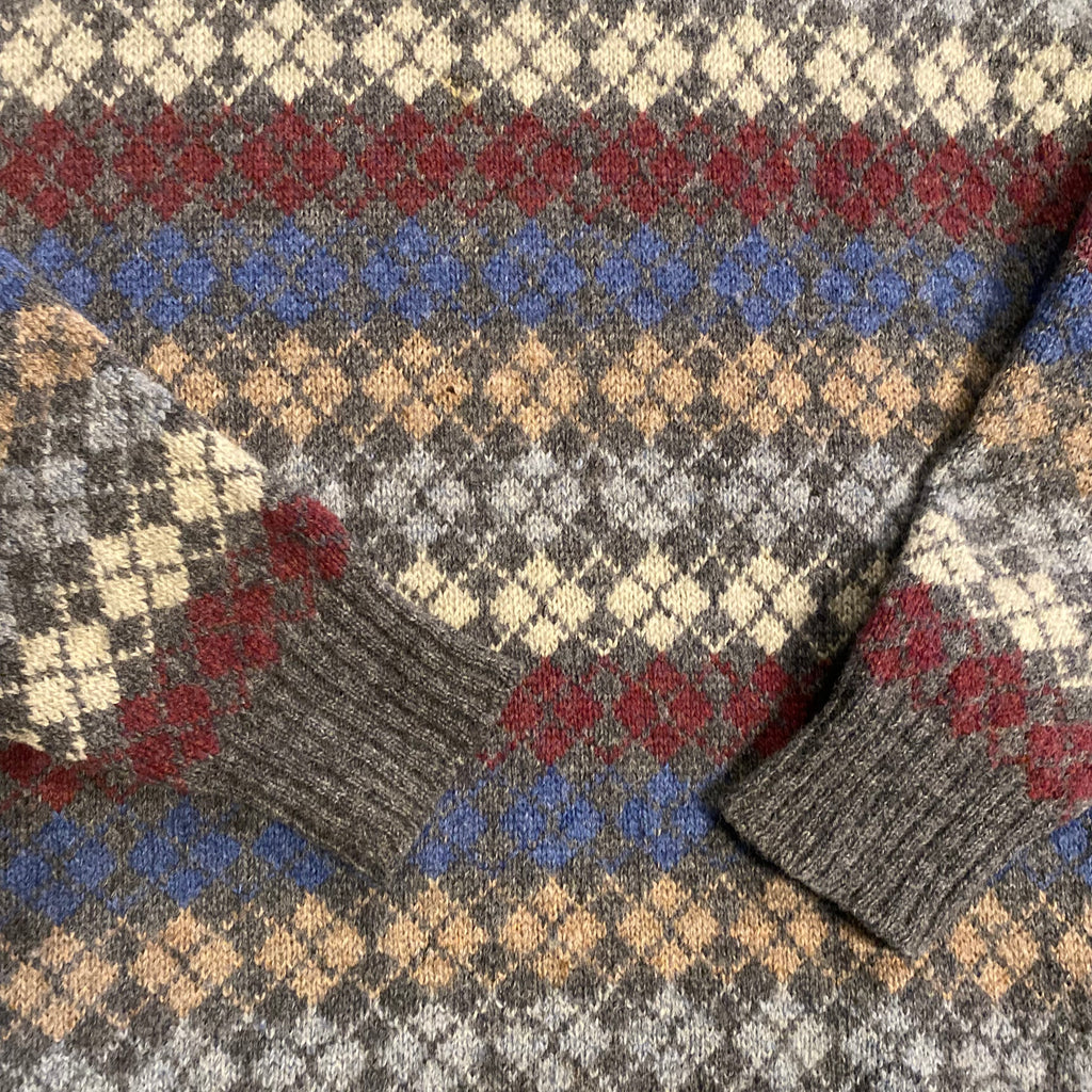 Argyle Wool Sweater L