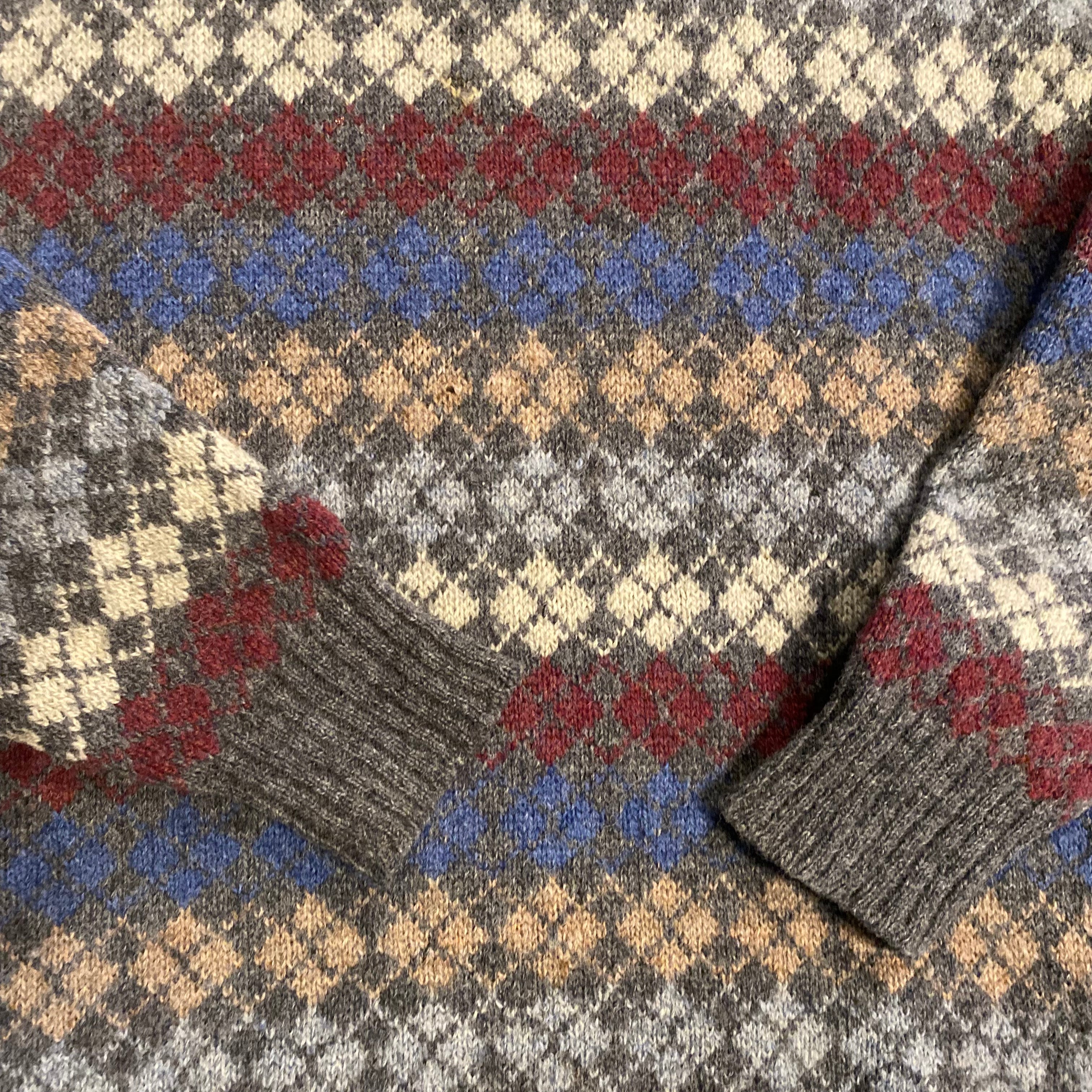 Argyle Wool Sweater L