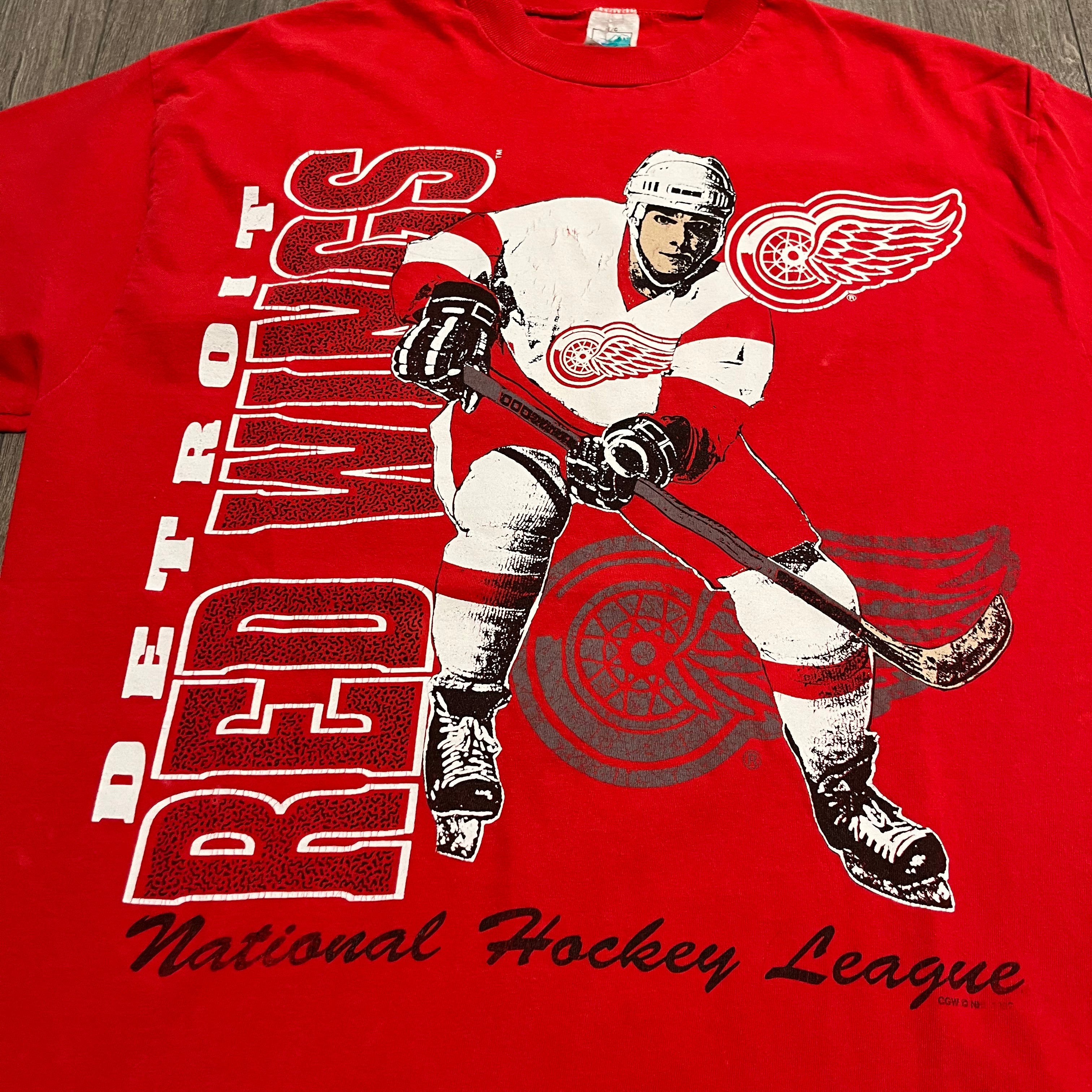 90s Detroit Red Wings Waves tee L