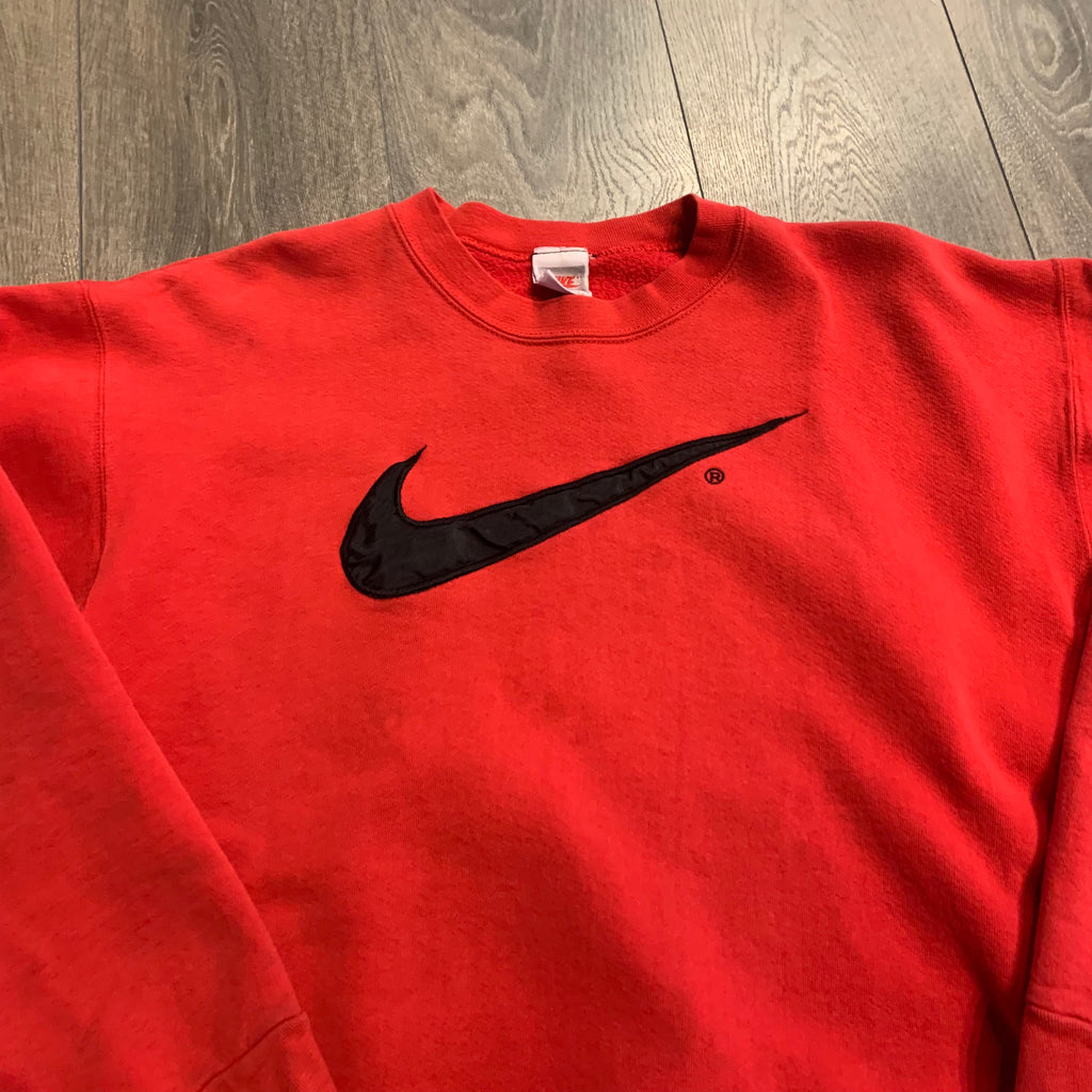 90s Nike Red Swoosh Crewneck L