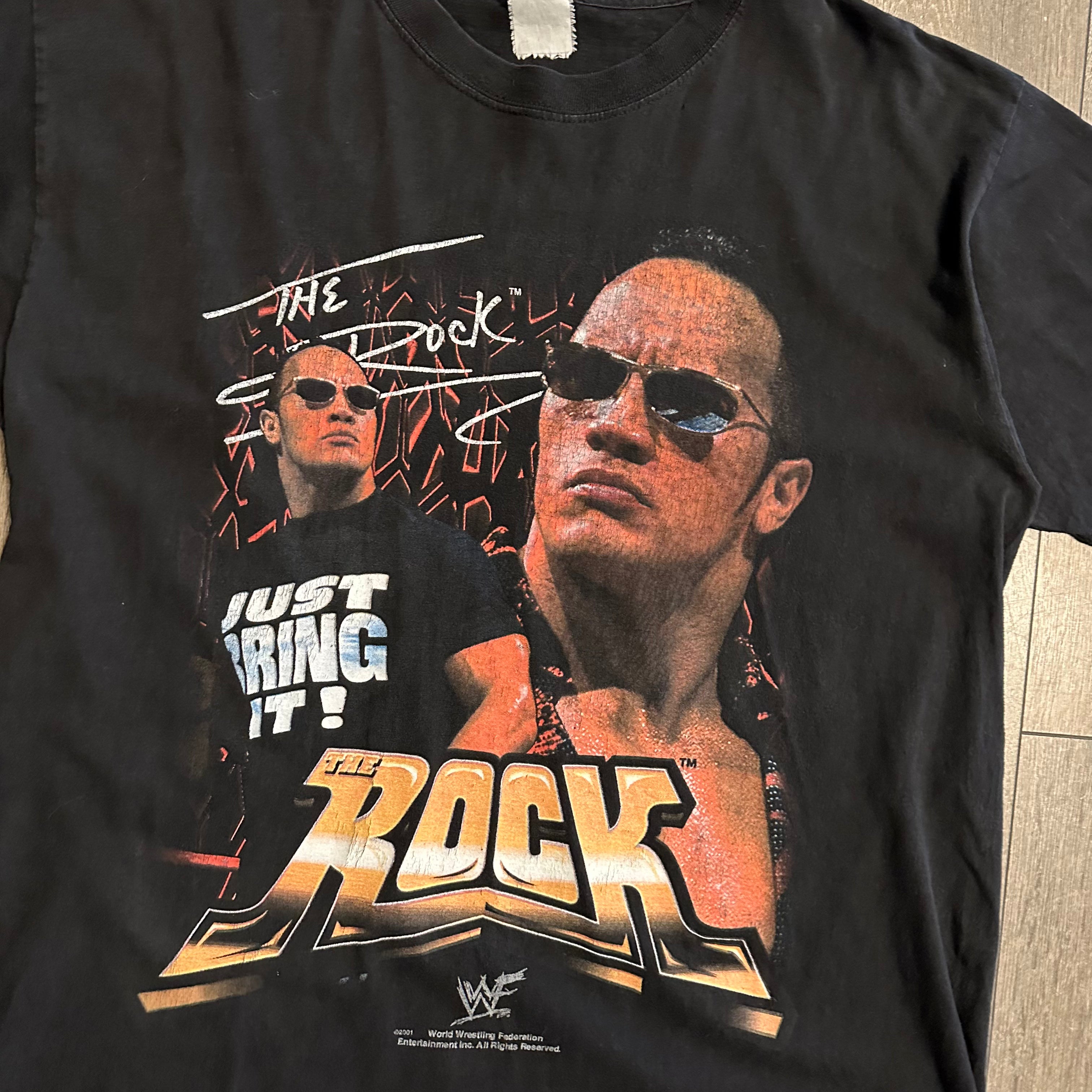 2001 WWF The Rock graphic tee L
