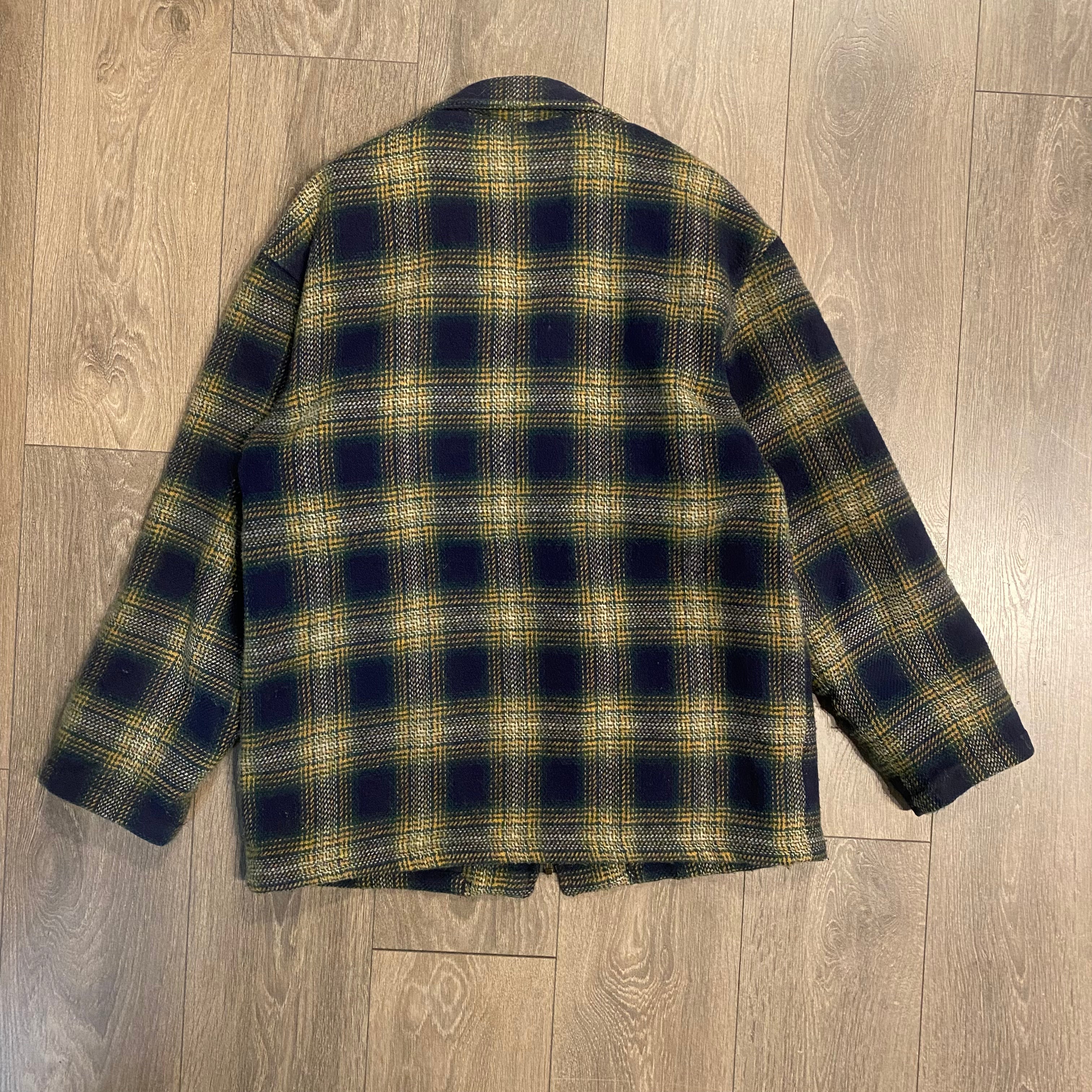 Plaid Wool Padded Jacket XL