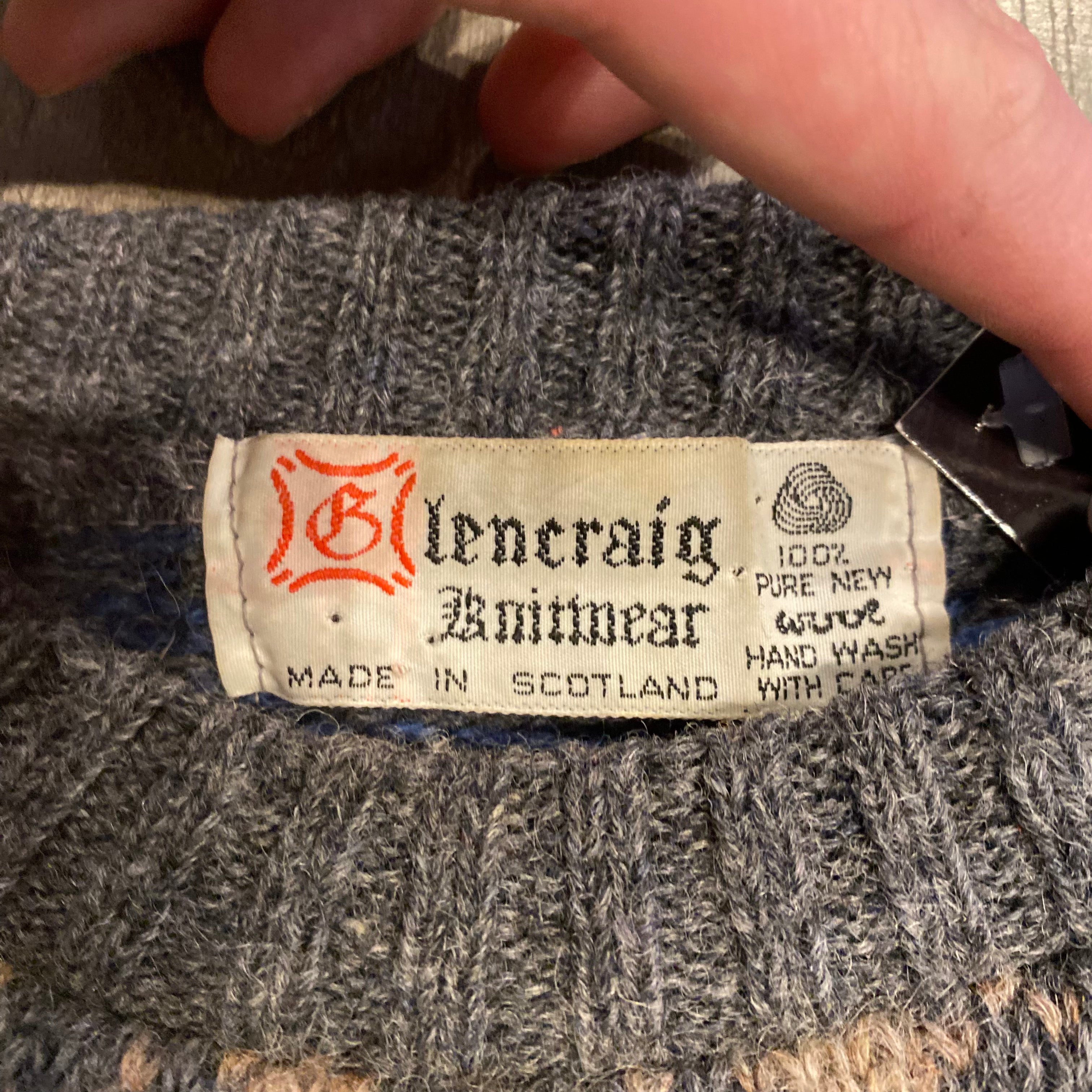 Argyle Wool Sweater L