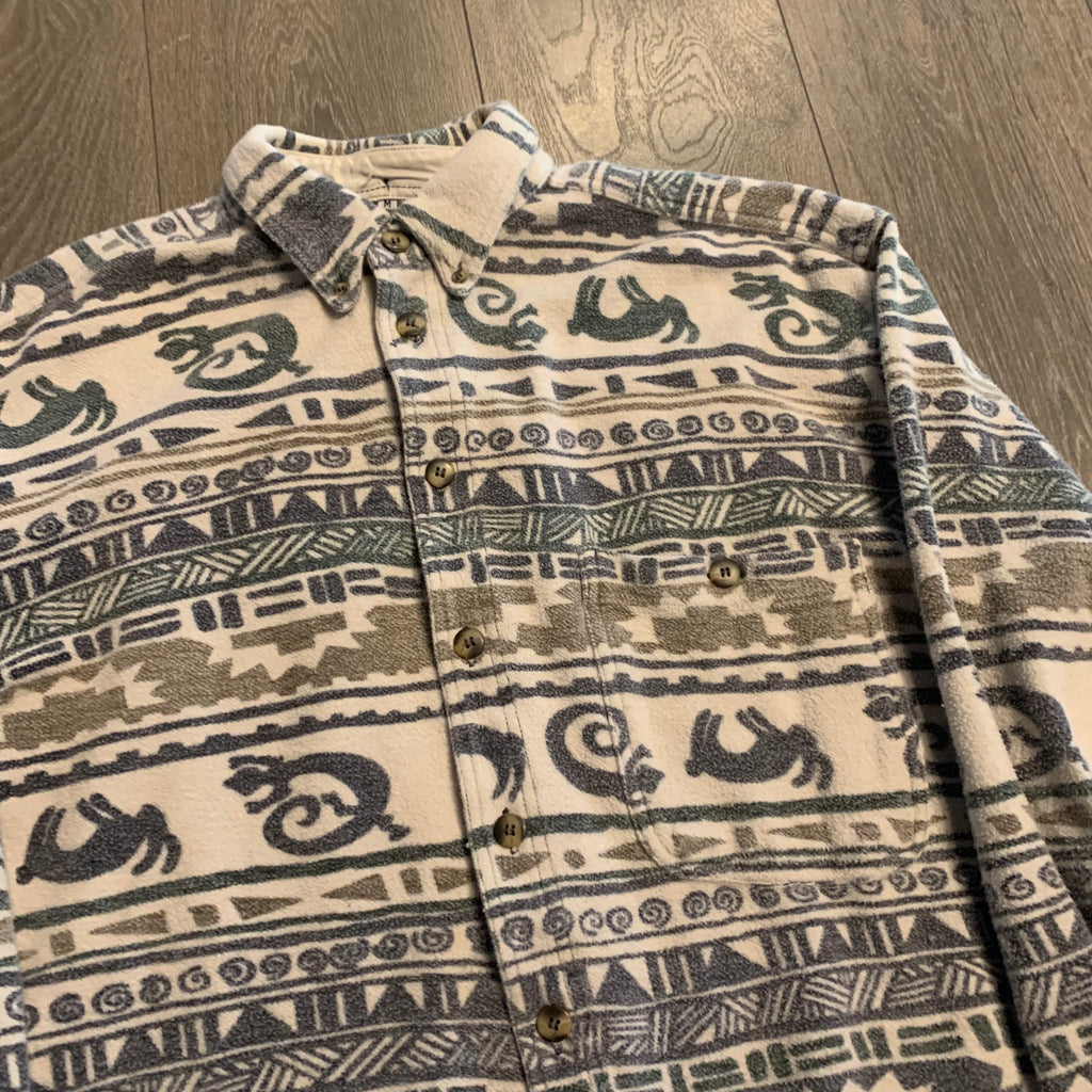 Pattern Fleece Button Down M
