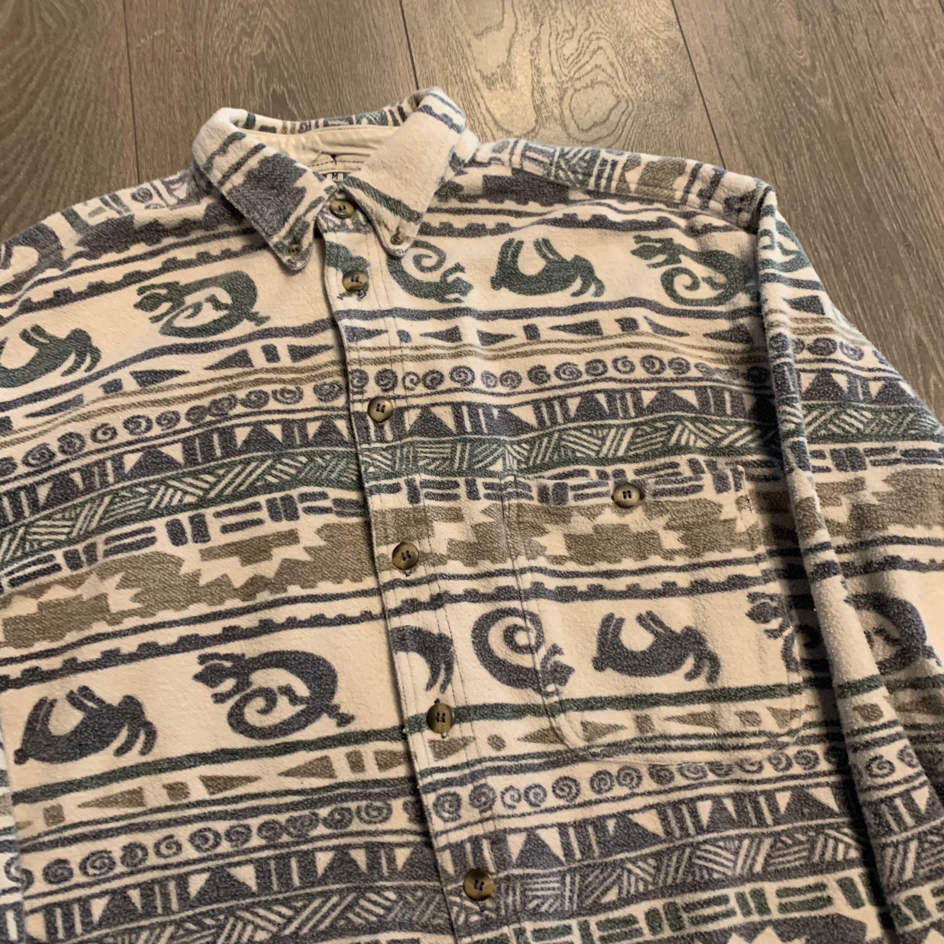 Pattern Fleece Button Down M