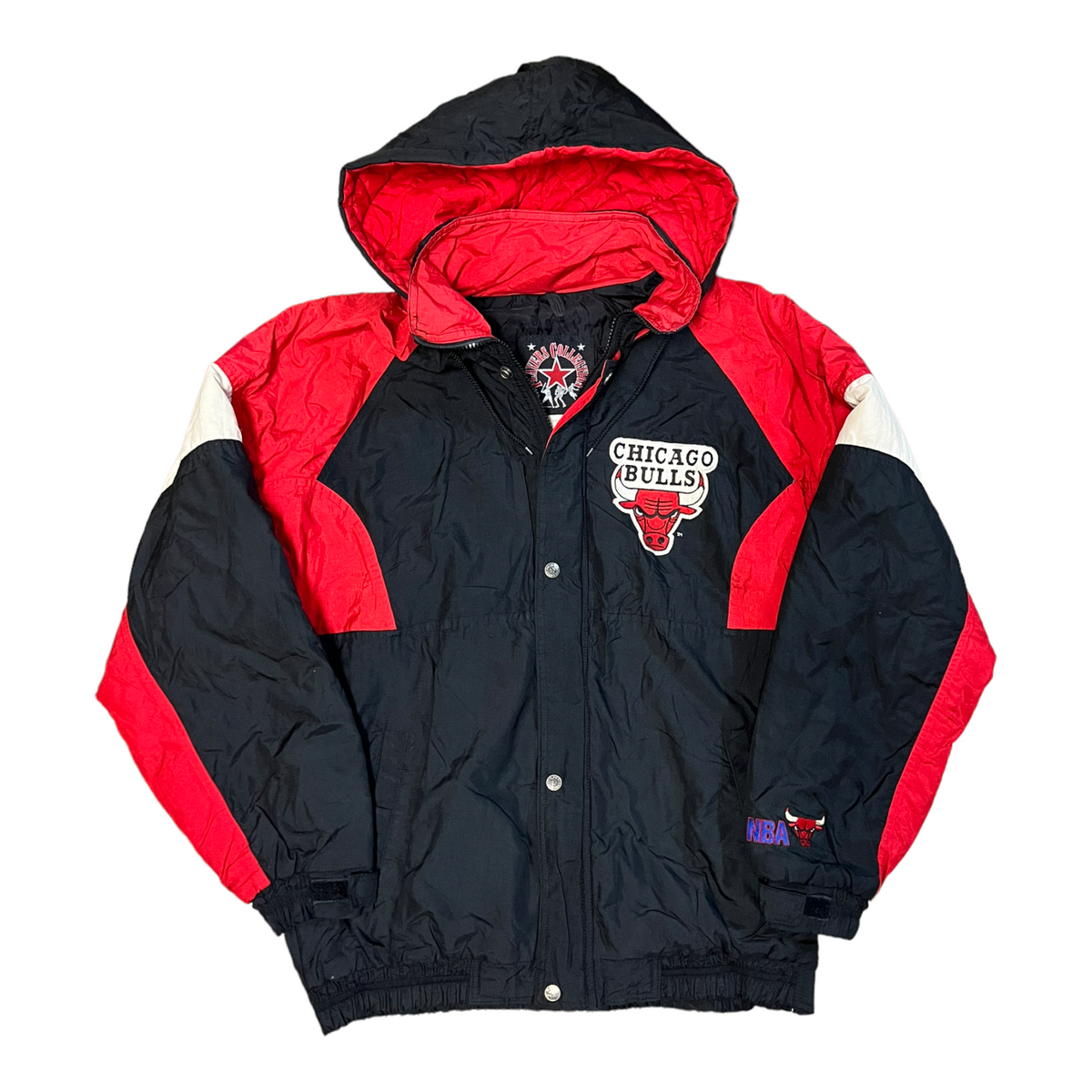 LOGO Athletic NBA Chicago Bulls Padded Puffer Jacket, Men's Size L Nylon red type Vintage Second Hand
