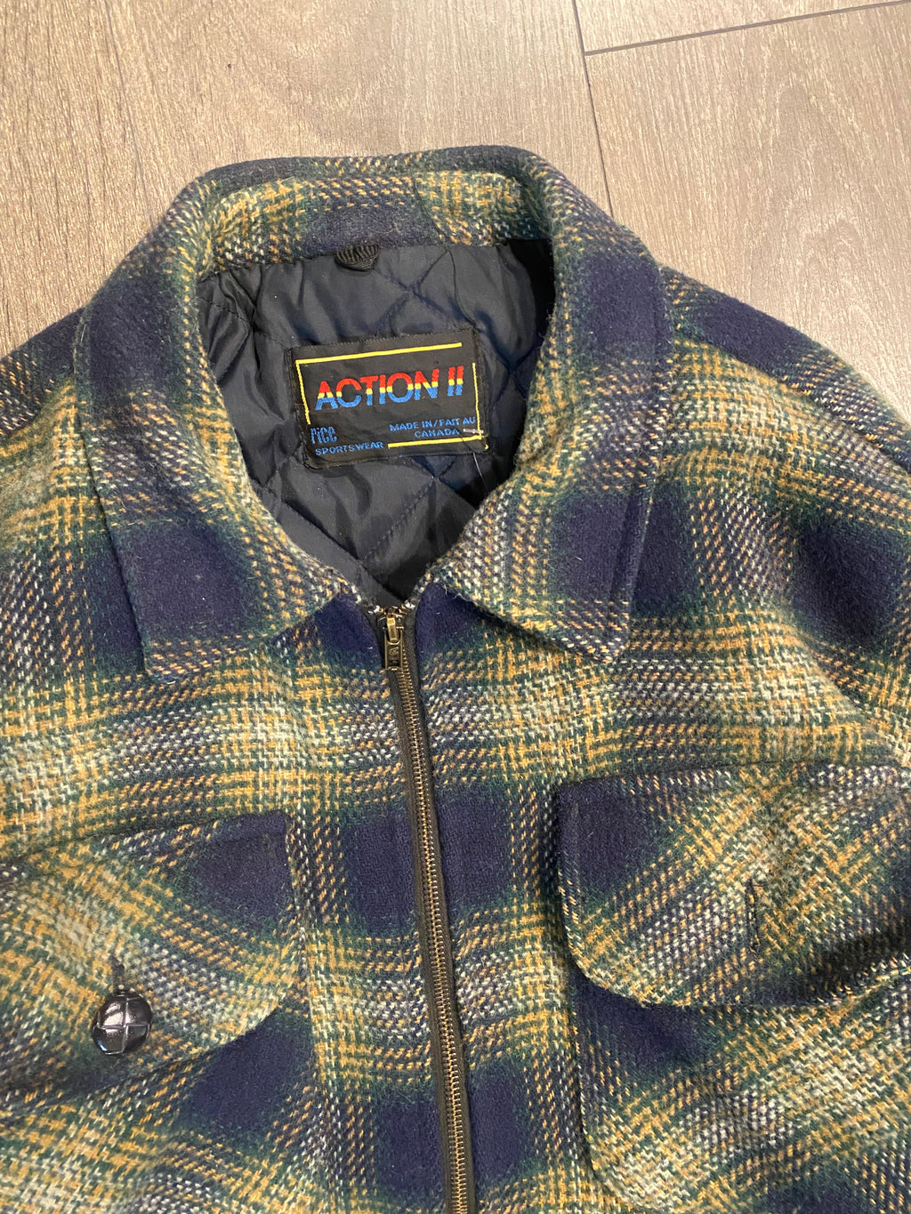 Plaid Wool Padded Jacket XL