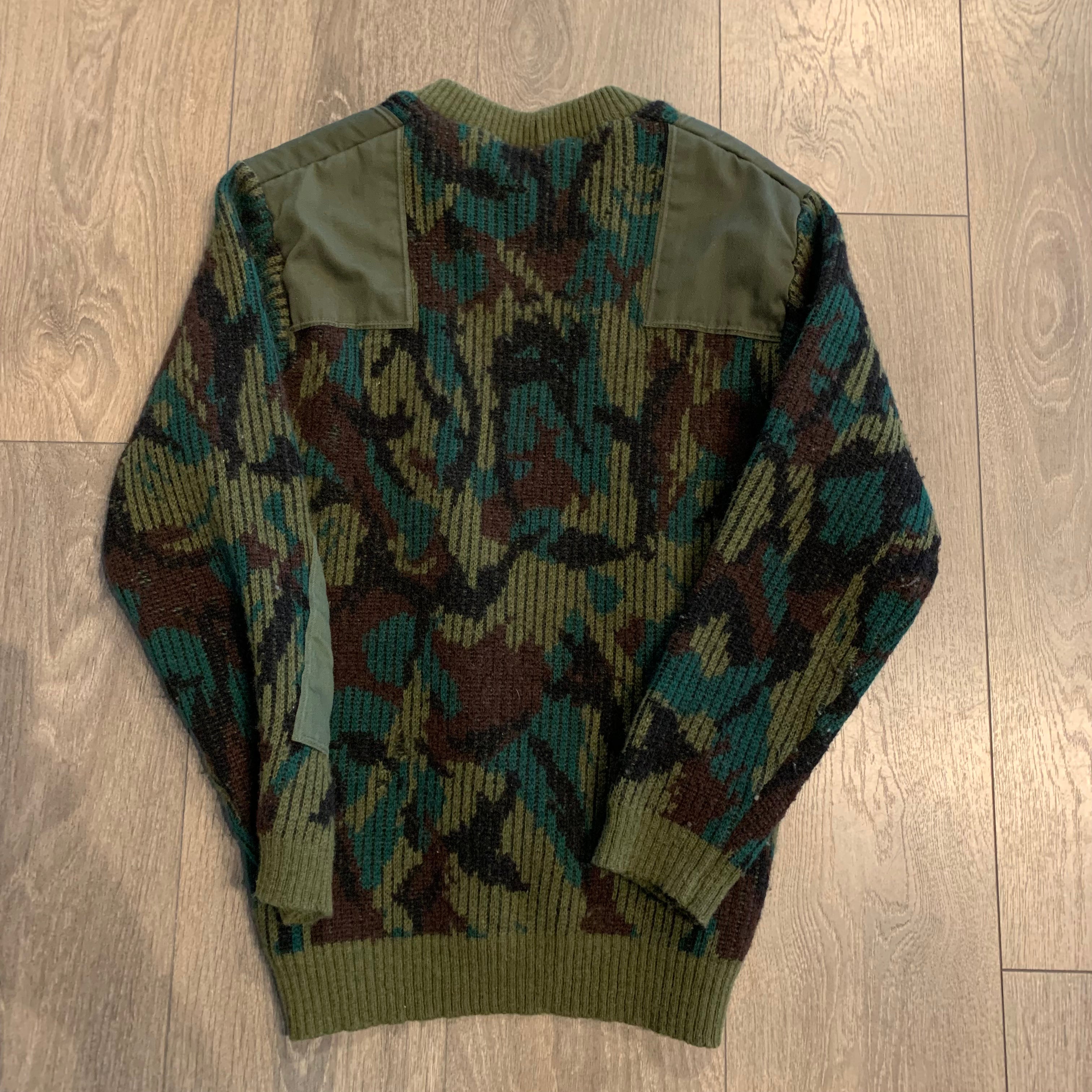 80s Camo Wool Sweater L