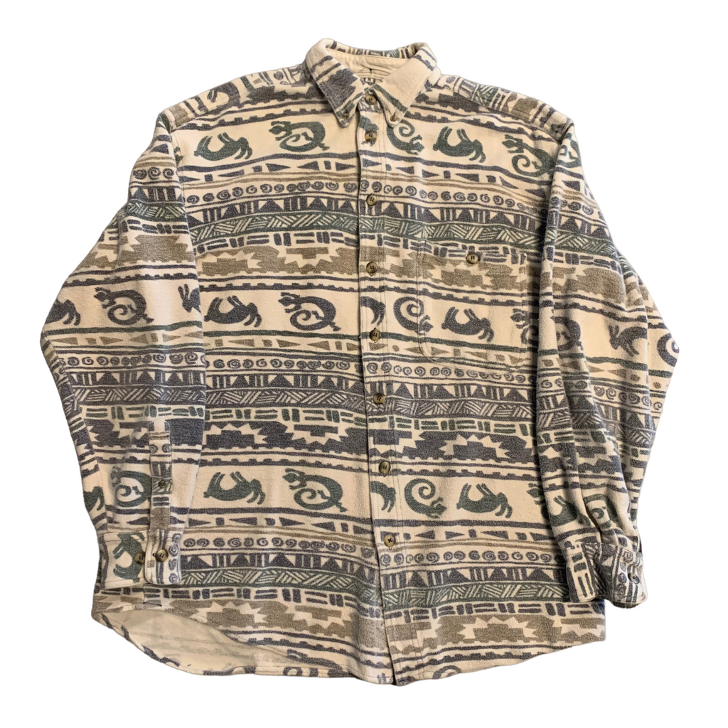 Pattern Fleece Button Down M