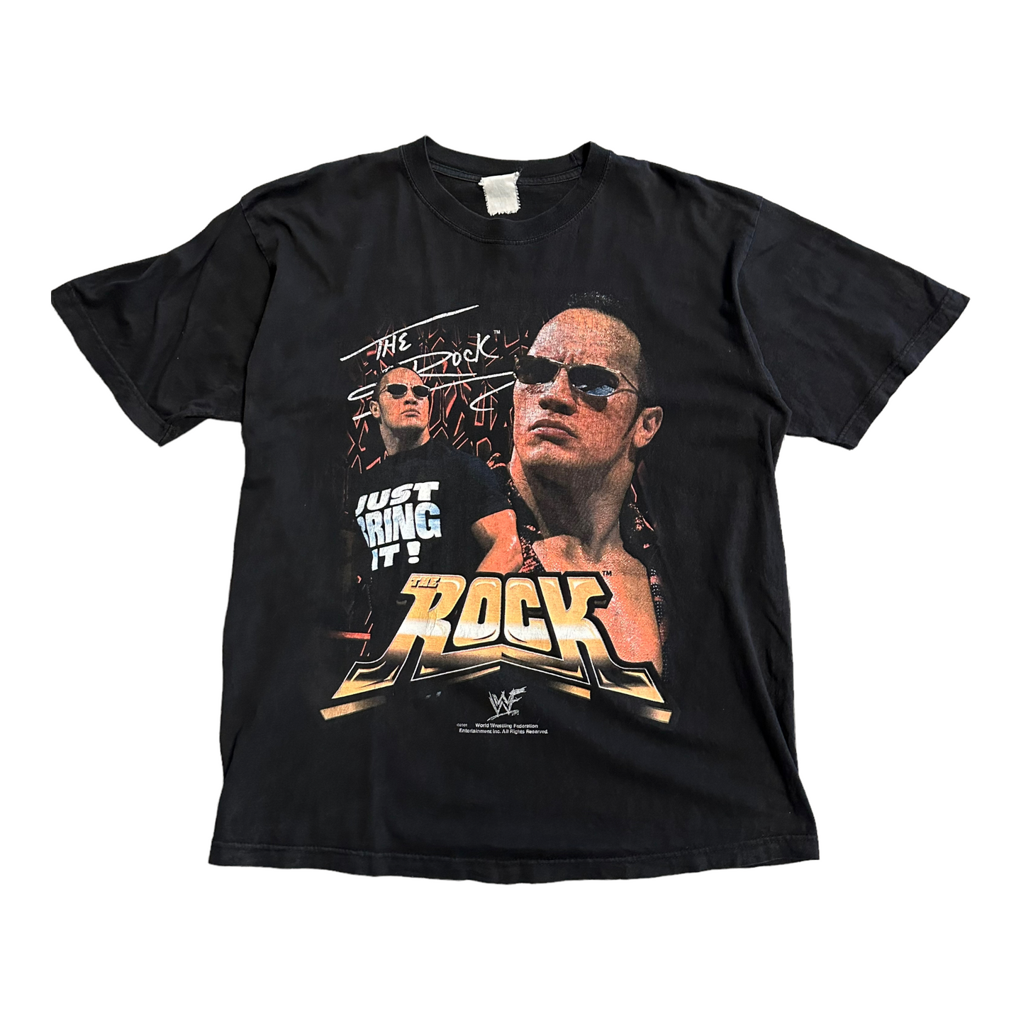 2001 WWF The Rock graphic tee L