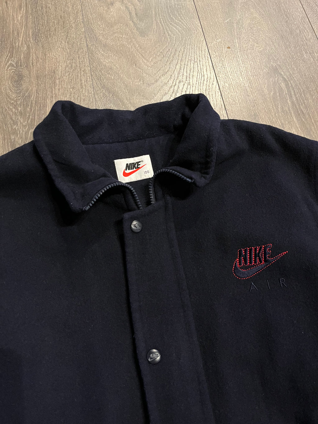 90s Nike Air wool letterman jacket L