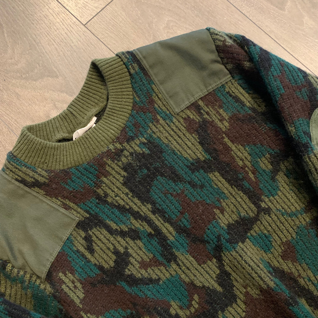 80s Camo Wool Sweater L