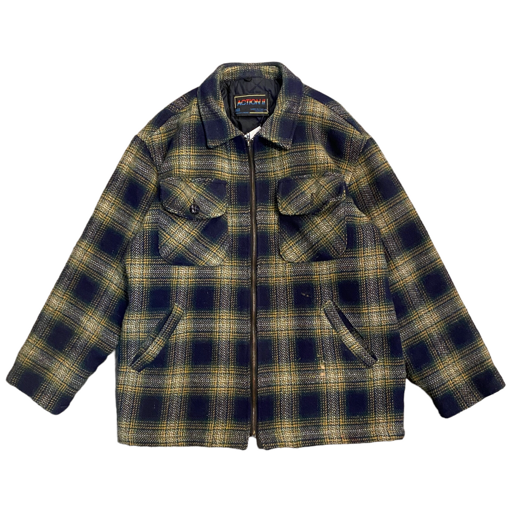 Plaid Wool Padded Jacket XL