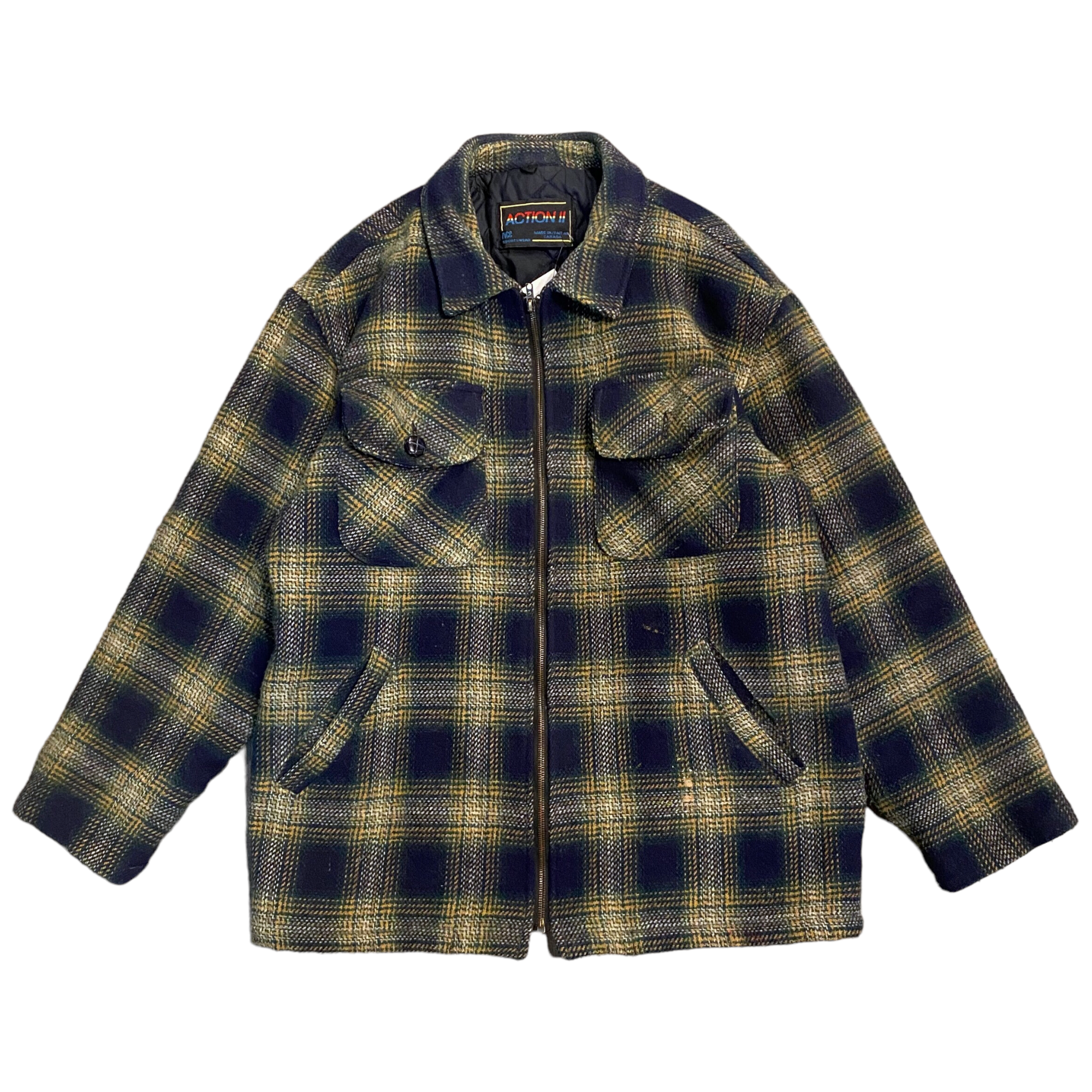Plaid Wool Padded Jacket XL